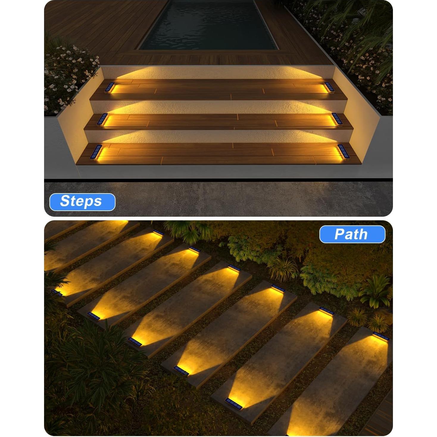 Luces de Escalera Solares SHENZHEN 4 Pzs Blanco Cálido