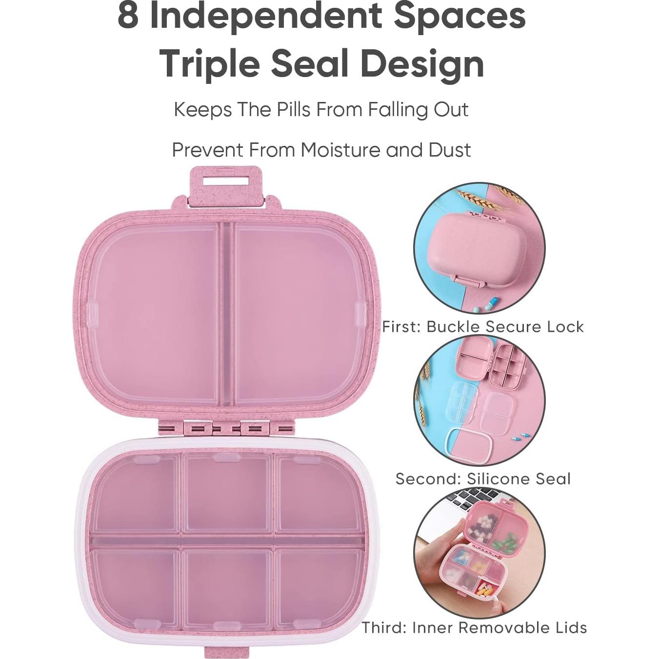 Organizador de Pastillas Holii YH-002 8 Compartimentos Rosa