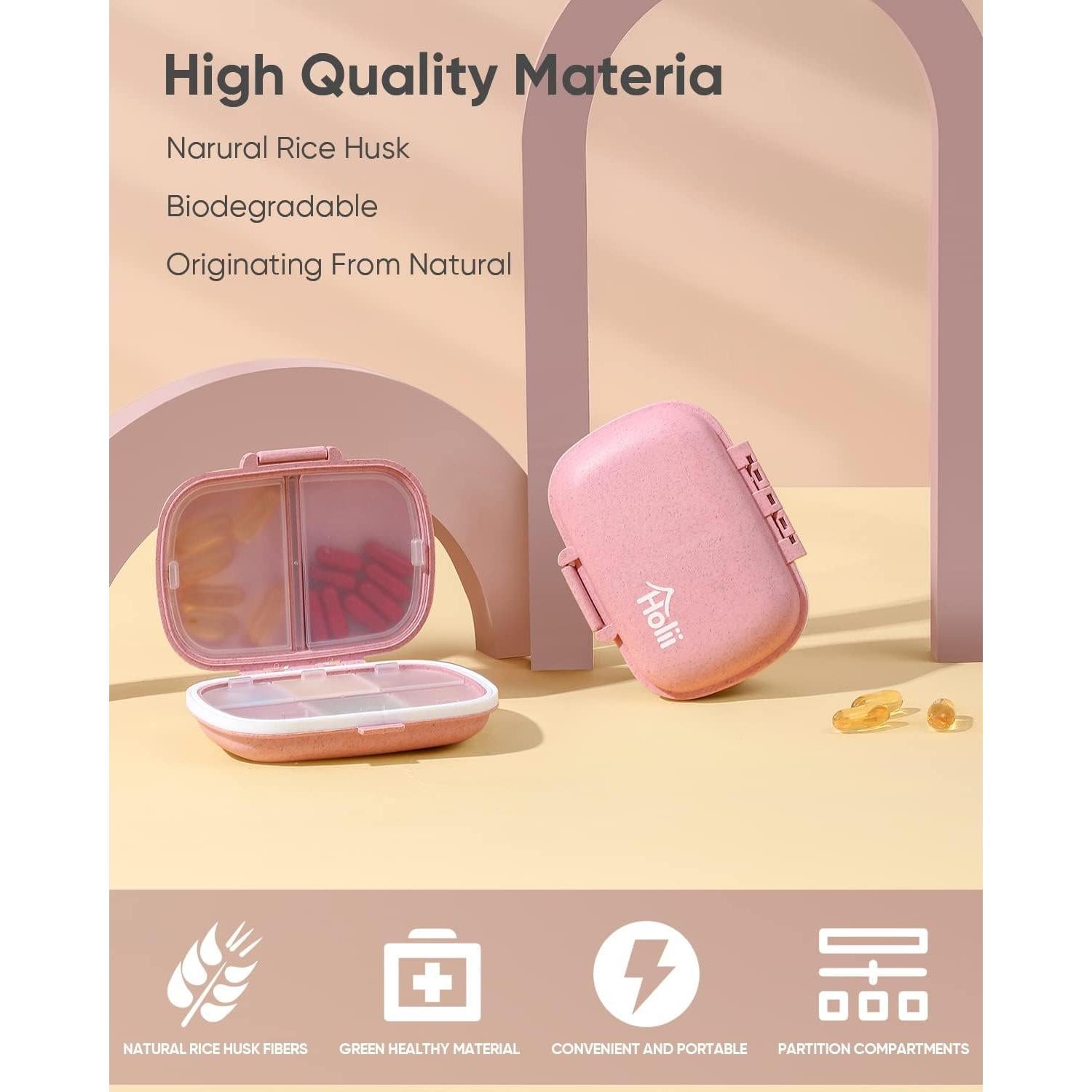 Organizador de Pastillas Holii YH-002 8 Compartimentos Rosa