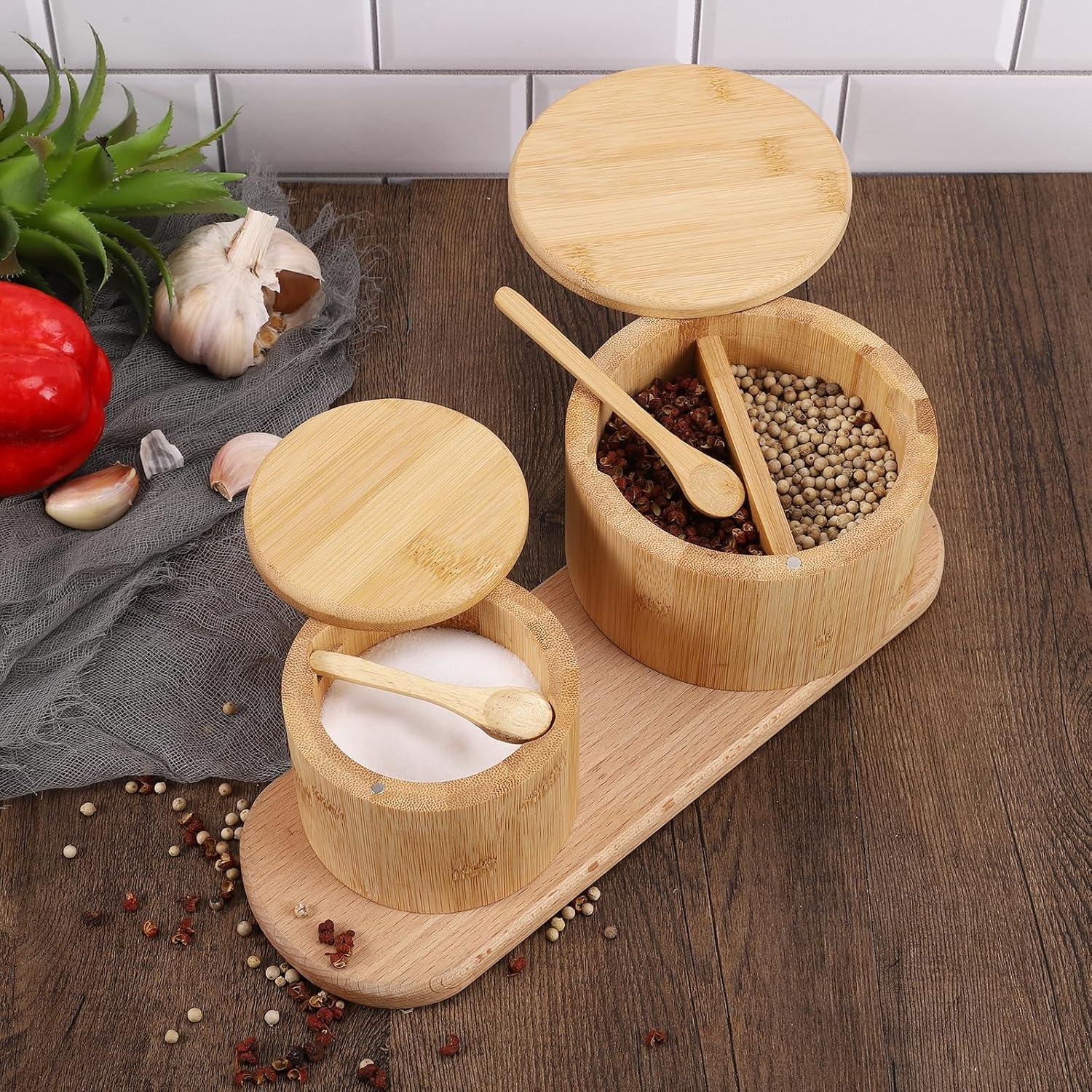 Bodega de Sal y Pimienta de Bambú RAETTER.LY con Cuchara