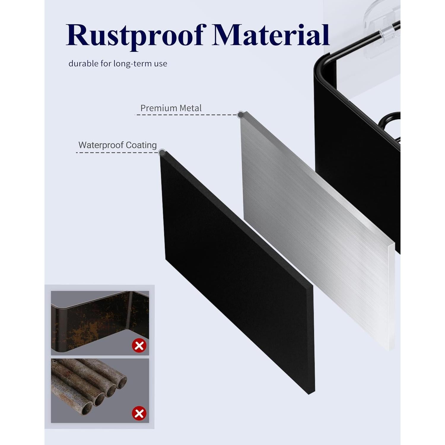 Kitsure Caddy de Ducha Grande - 2 Organizadores Adhesivos Negro