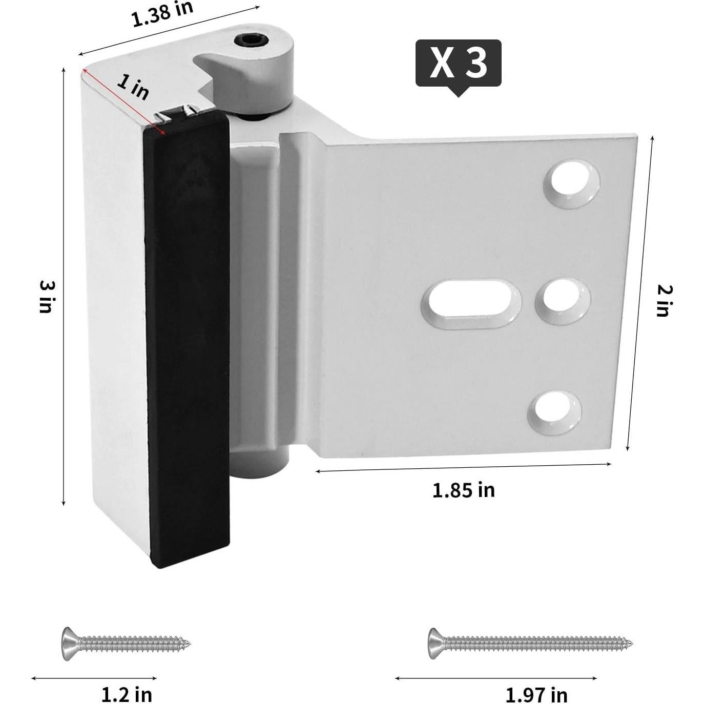 Cerradura de Refuerzo de Puerta Saihisday 3PCS Aluminio Blanco