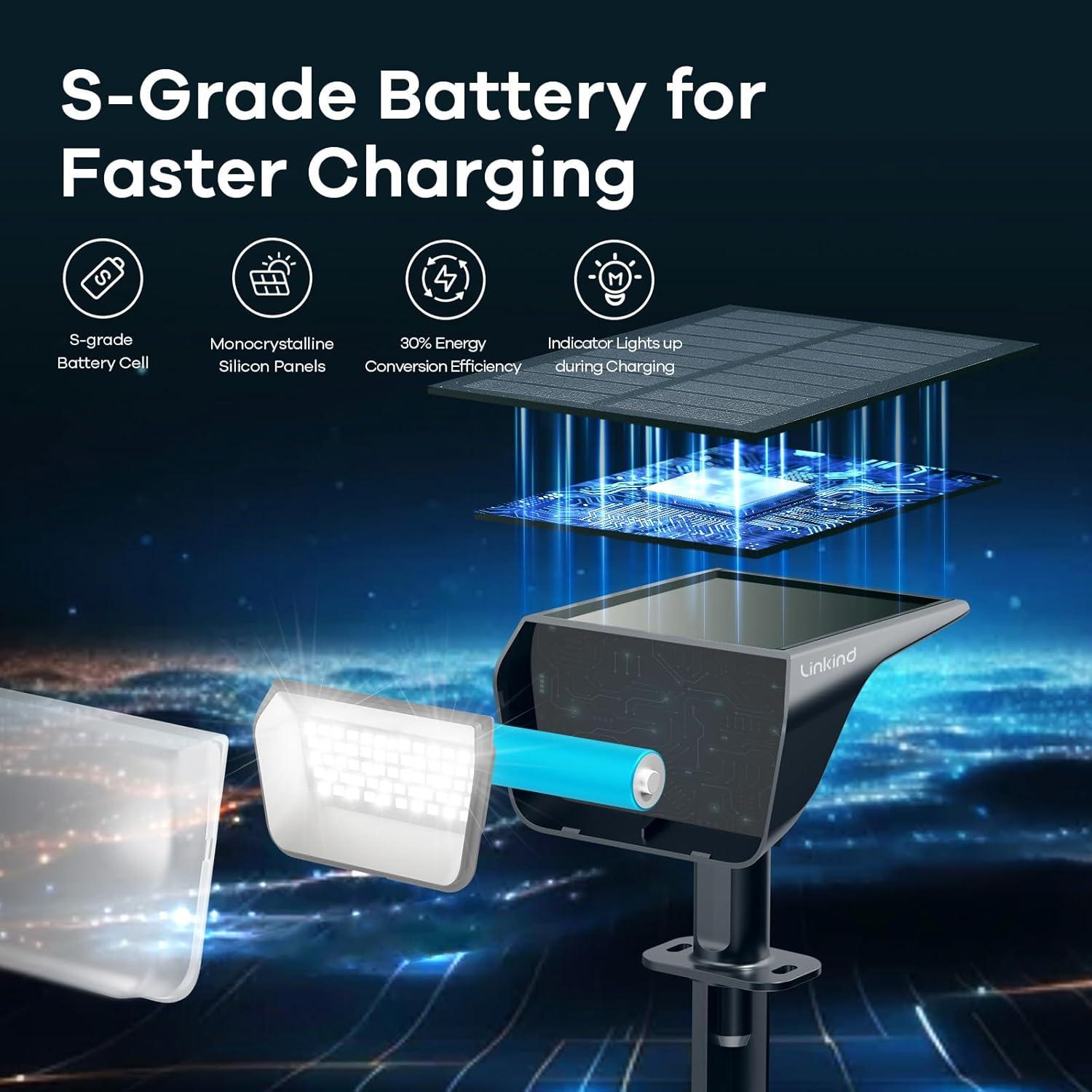 Luces Solares Linkind 60 LEDs IP67 para Jardín 4 Paquete