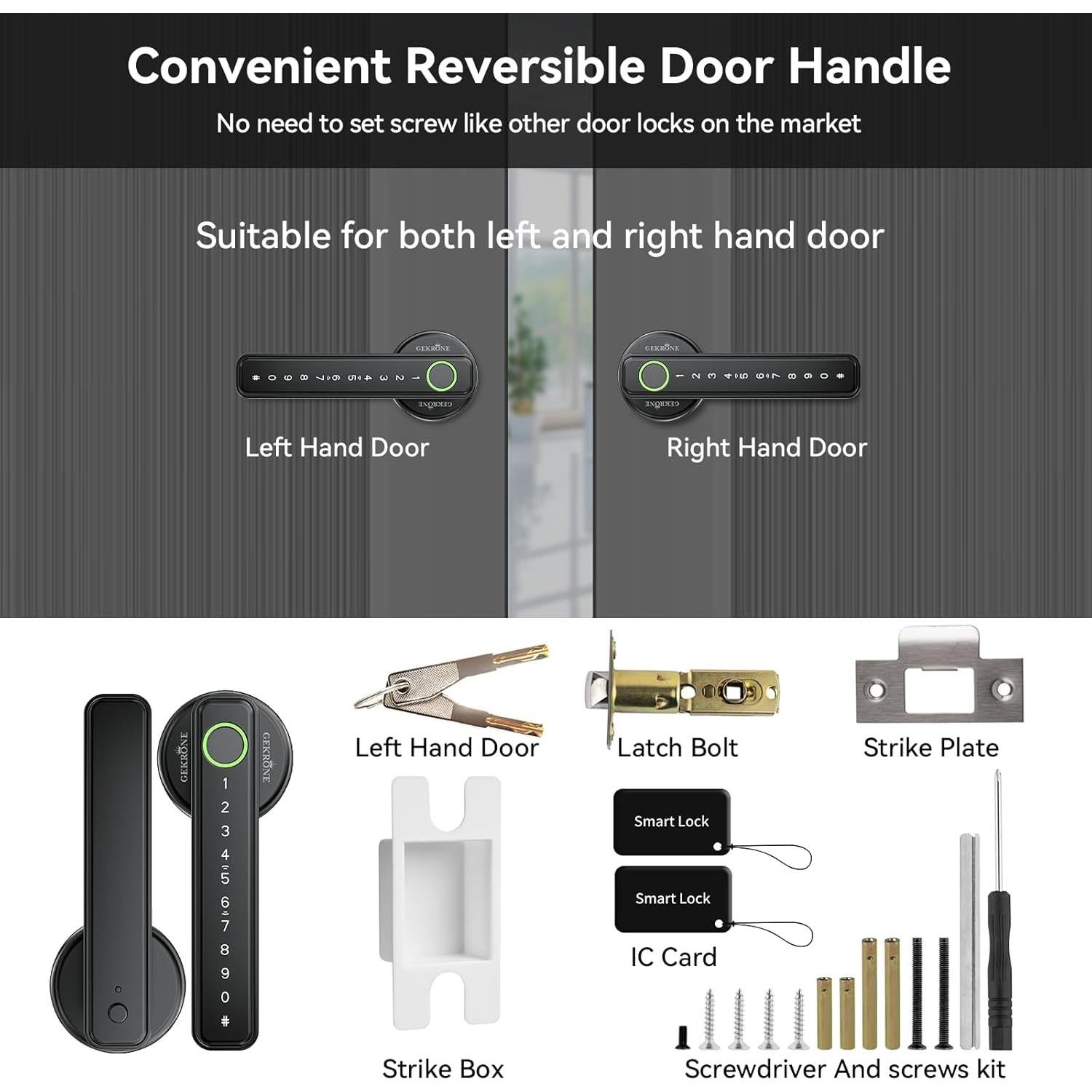 Cerradura Inteligente GEKRONE T190 Biométrica Bluetooth Negra