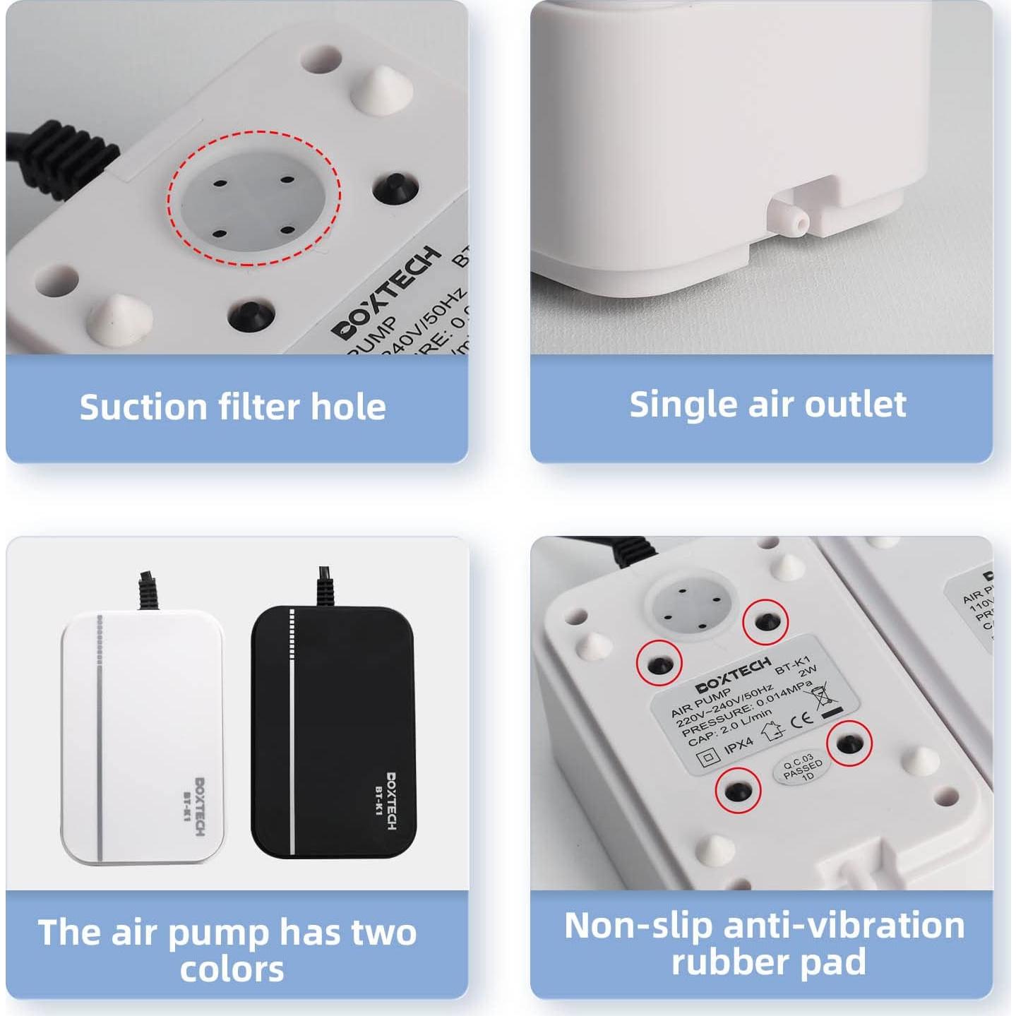 Bomba de Aire Boxtech Ultra Silenciosa 2W para Acuario 11.4-113.6L
