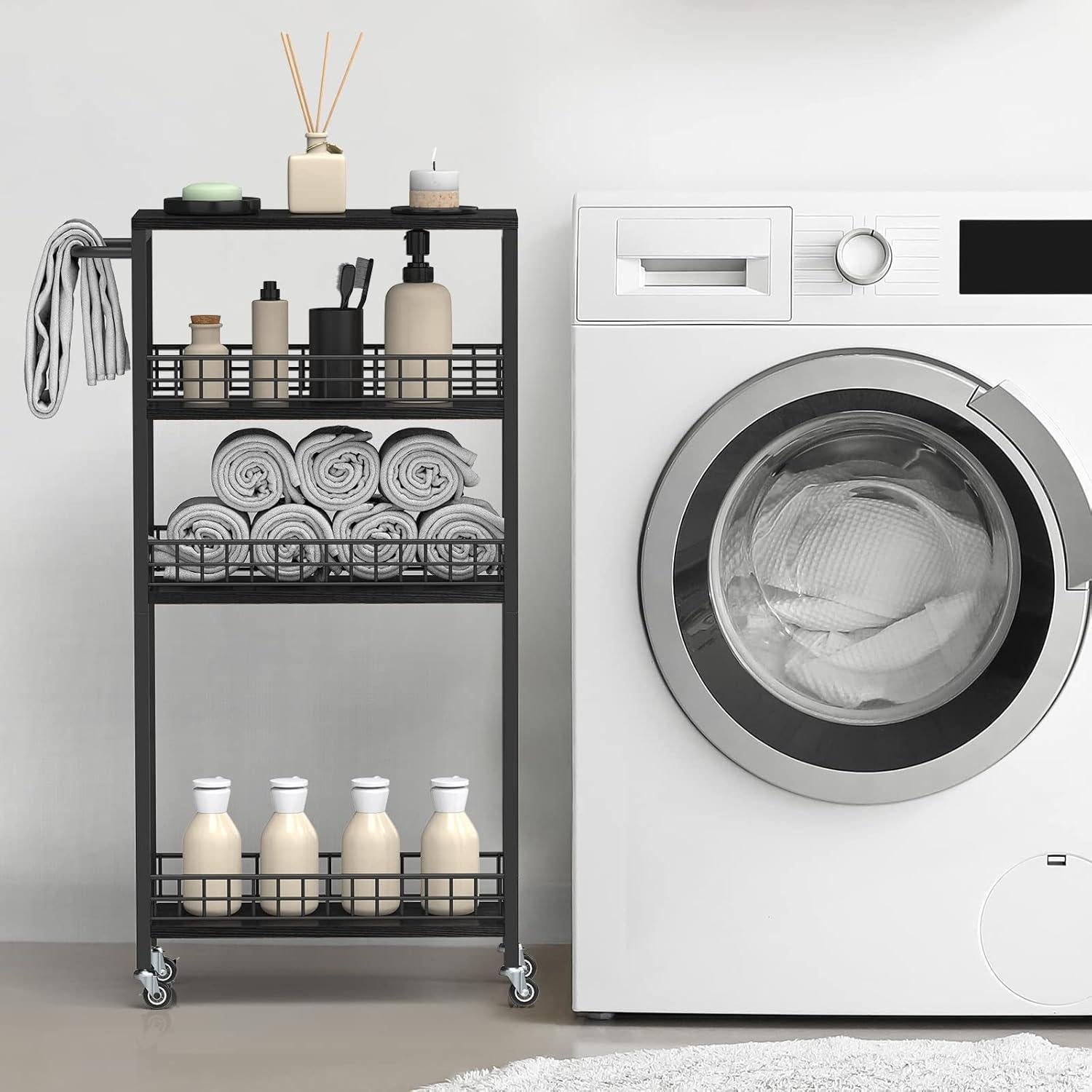 Carro de Almacenamiento Rodante NORCEESAN 4 Niveles Negro