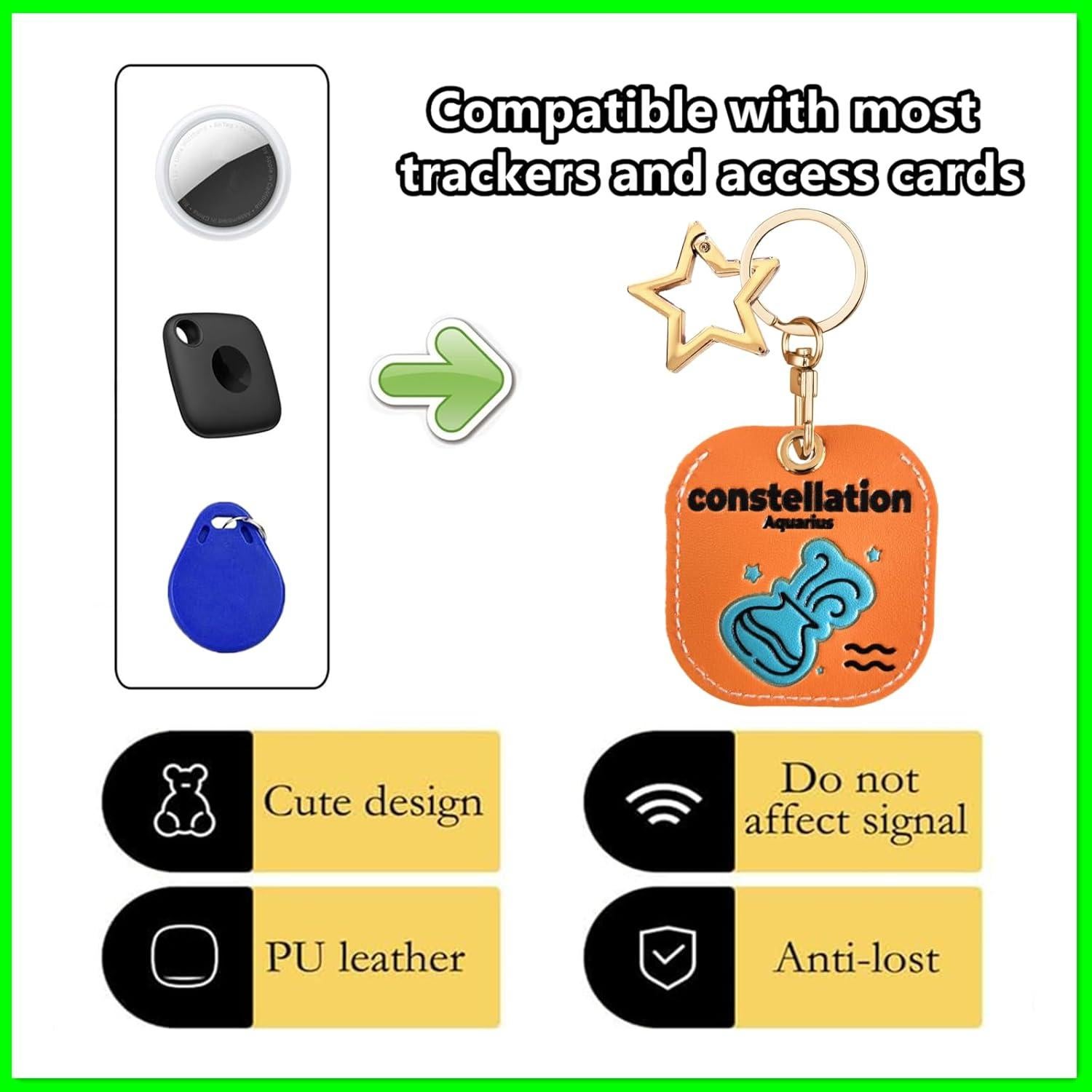 Funda de cuero PU para AirTag ZOUITY Acuario - Protección llavero