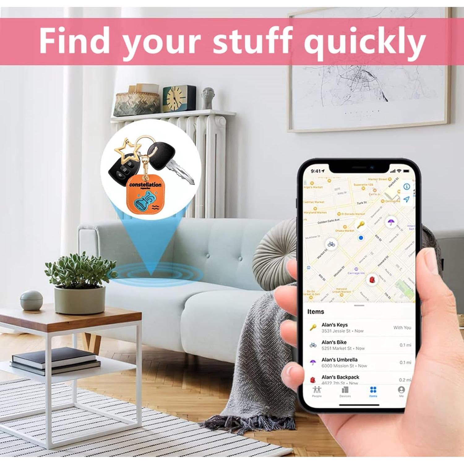 Funda de cuero PU para AirTag ZOUITY Acuario - Protección llavero