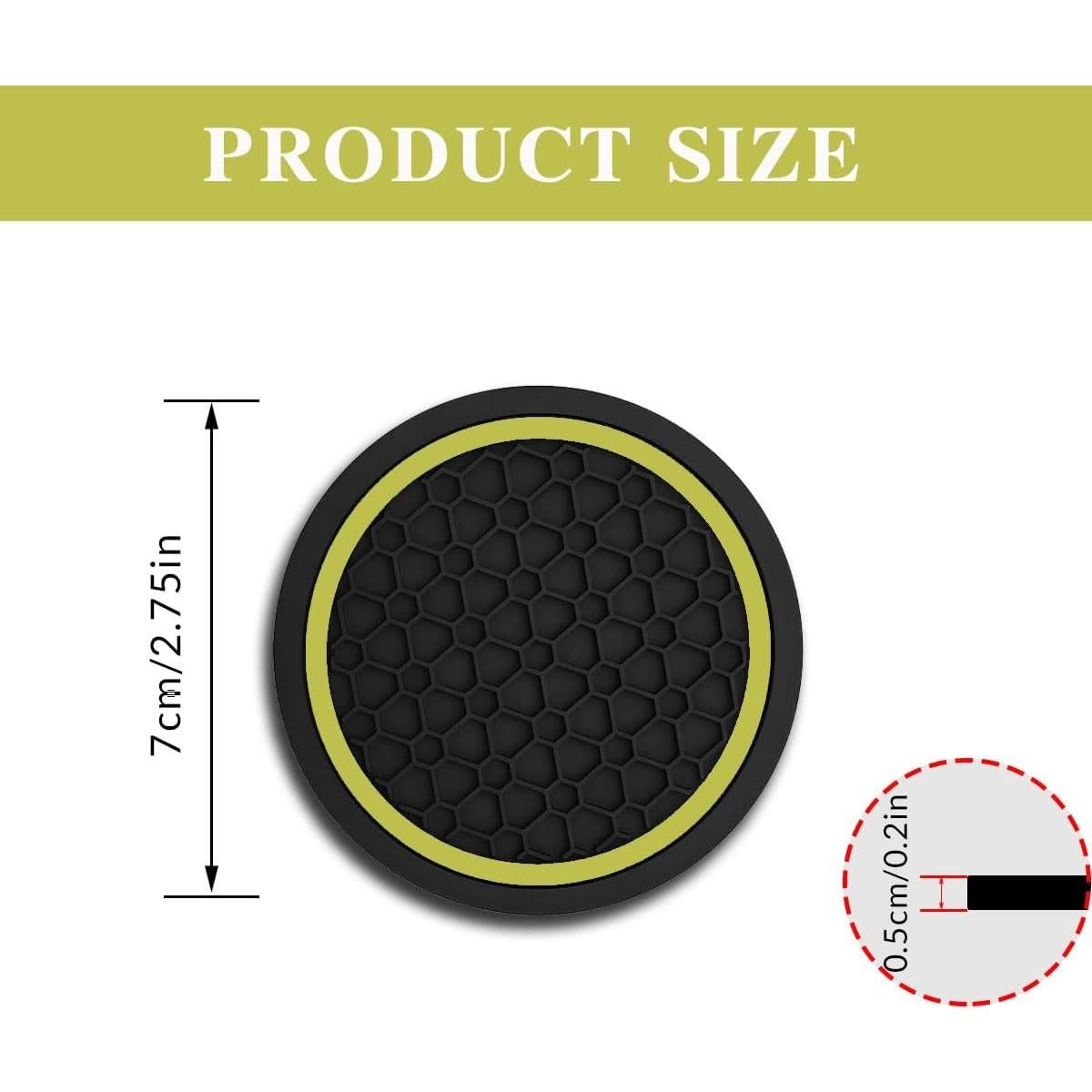 4 Posavasos Antideslizantes Couslcd para Coche Amarillo 6.99 cm