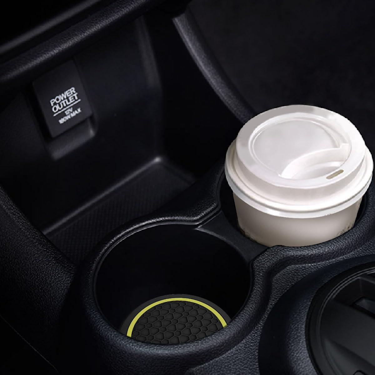 4 Posavasos Antideslizantes Couslcd para Coche Amarillo 6.99 cm