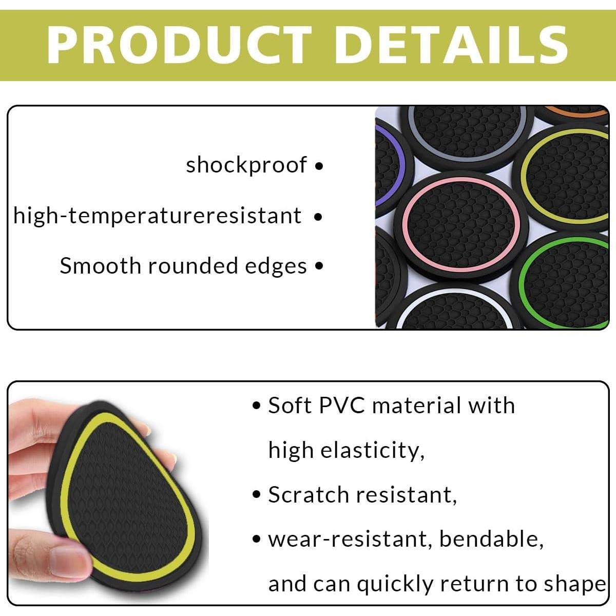 4 Posavasos Antideslizantes Couslcd para Coche Amarillo 6.99 cm