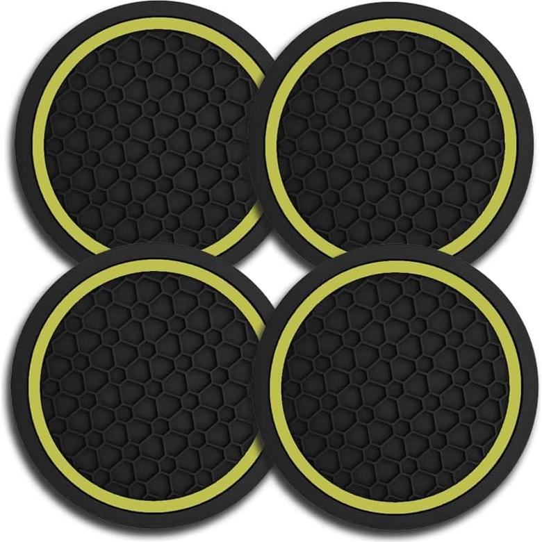 4 Posavasos Antideslizantes Couslcd para Coche Amarillo 6.99 cm