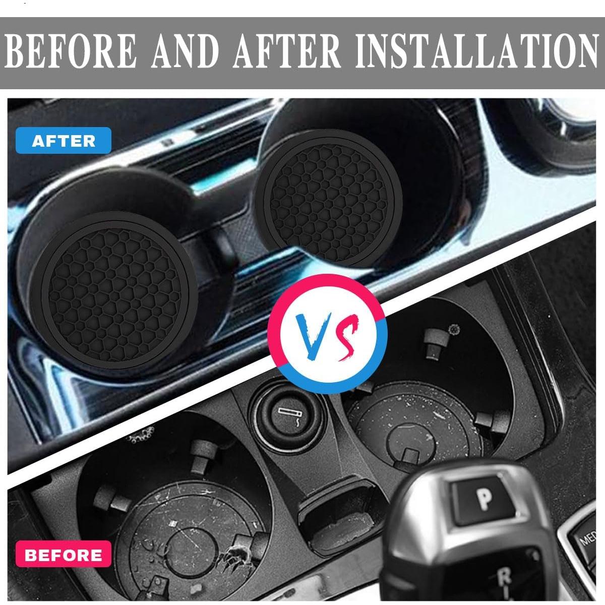 Posavasos para Coche Couslcd 4PCS Antideslizantes PVC Negro