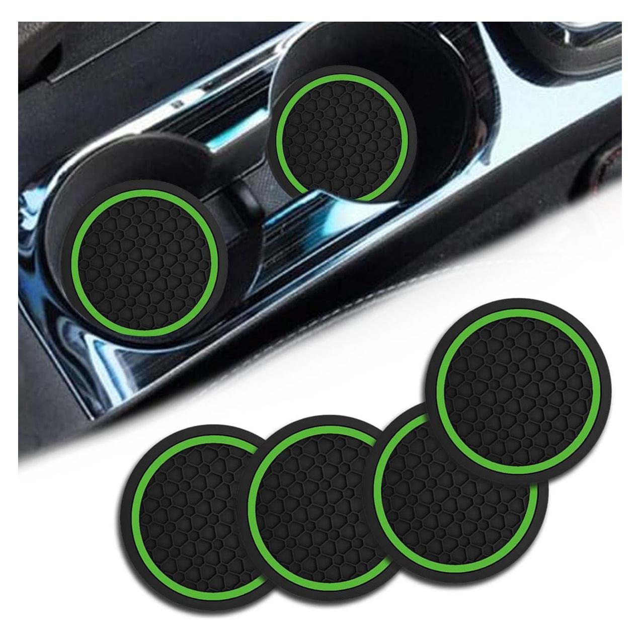4 Posavasos Antideslizantes Couslcd para Coche Verde 6.99 cm