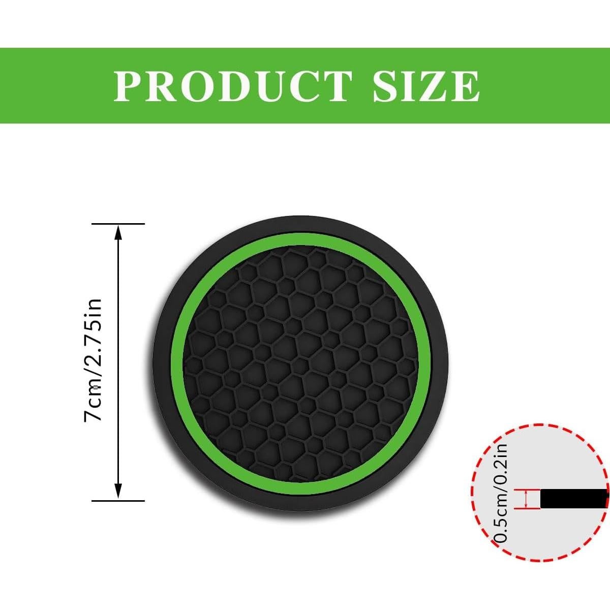 4 Posavasos Antideslizantes Couslcd para Coche Verde 6.99 cm