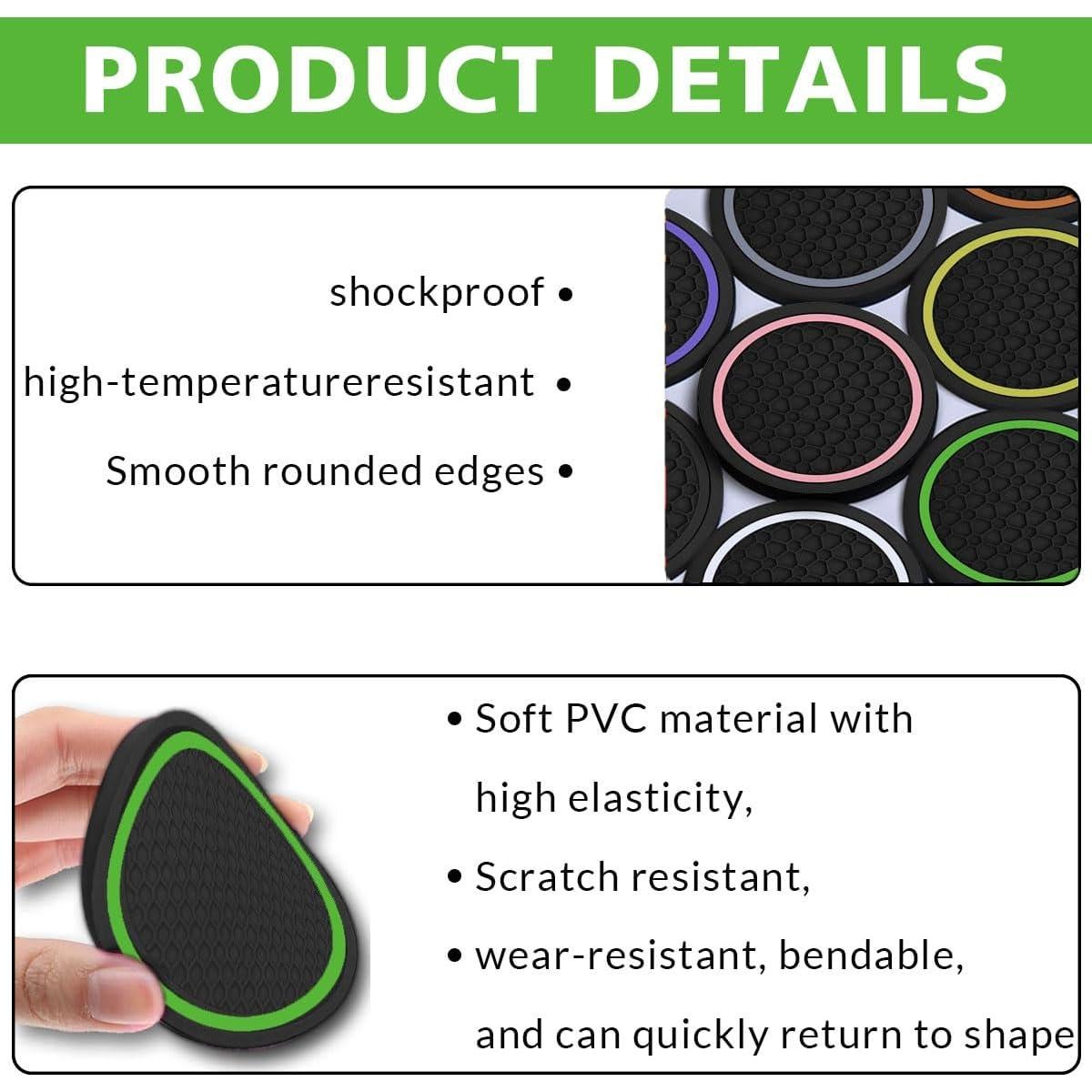 4 Posavasos Antideslizantes Couslcd para Coche Verde 6.99 cm