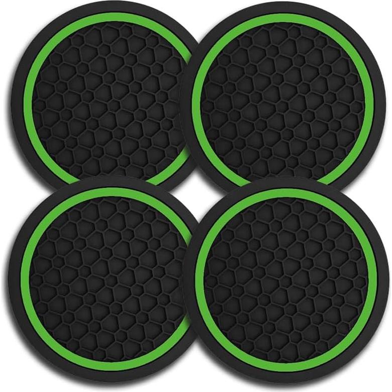 4 Posavasos Antideslizantes Couslcd para Coche Verde 6.99 cm