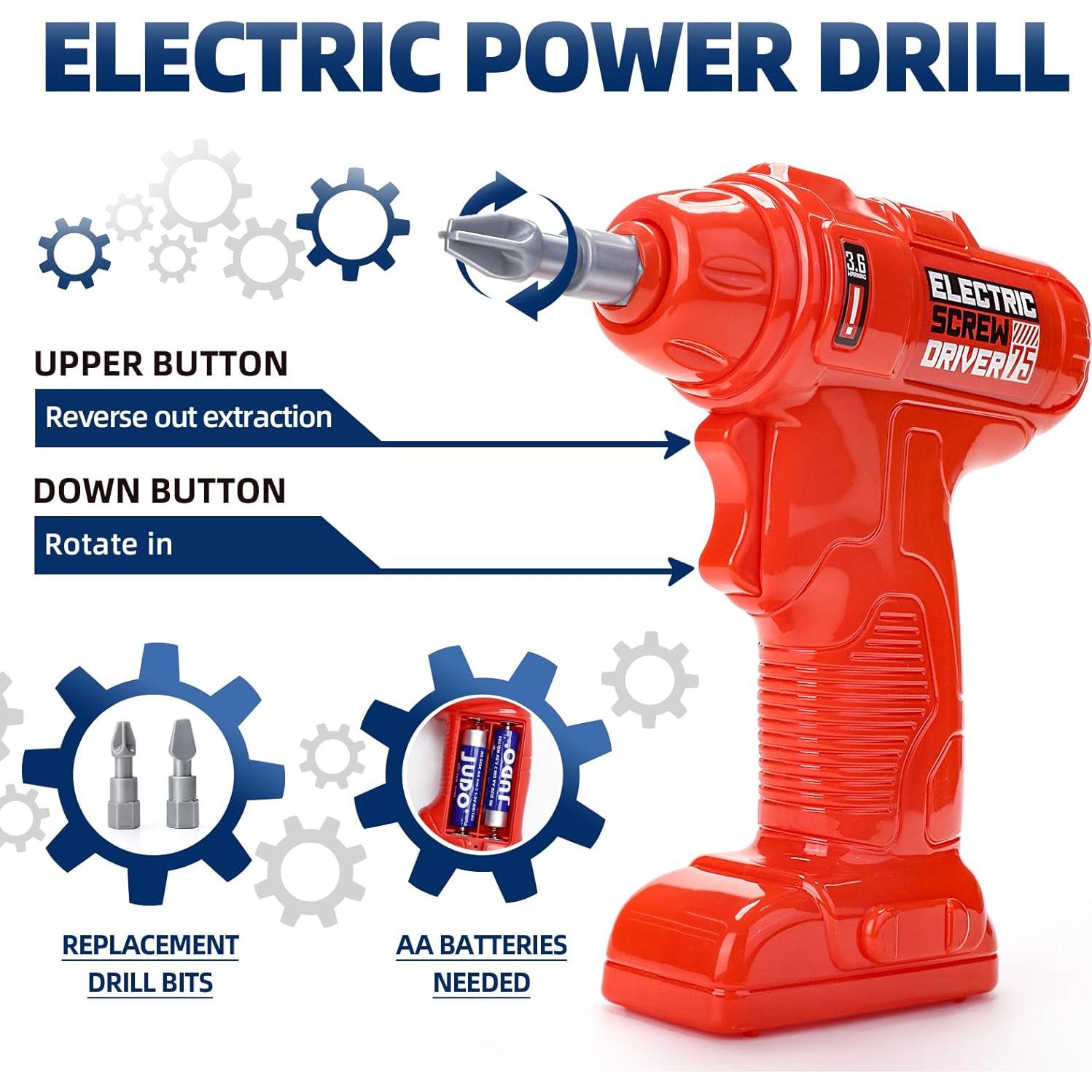 Banco de herramientas para niños Deejoy 79 piezas con taladro