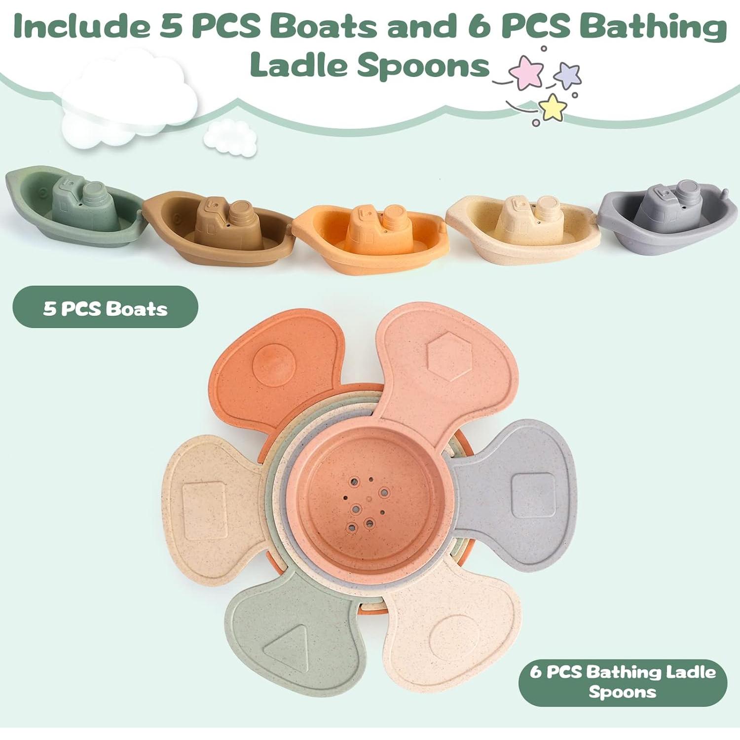 Juguetes de baño KODGEUSM 11 piezas barcos y cucharas