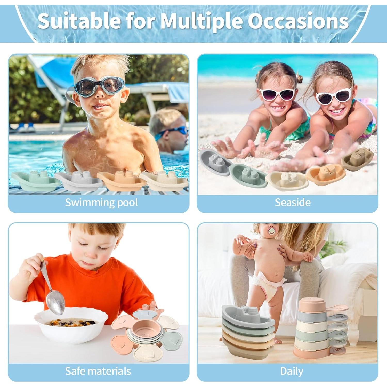 Juguetes de baño KODGEUSM 11 piezas barcos y cucharas