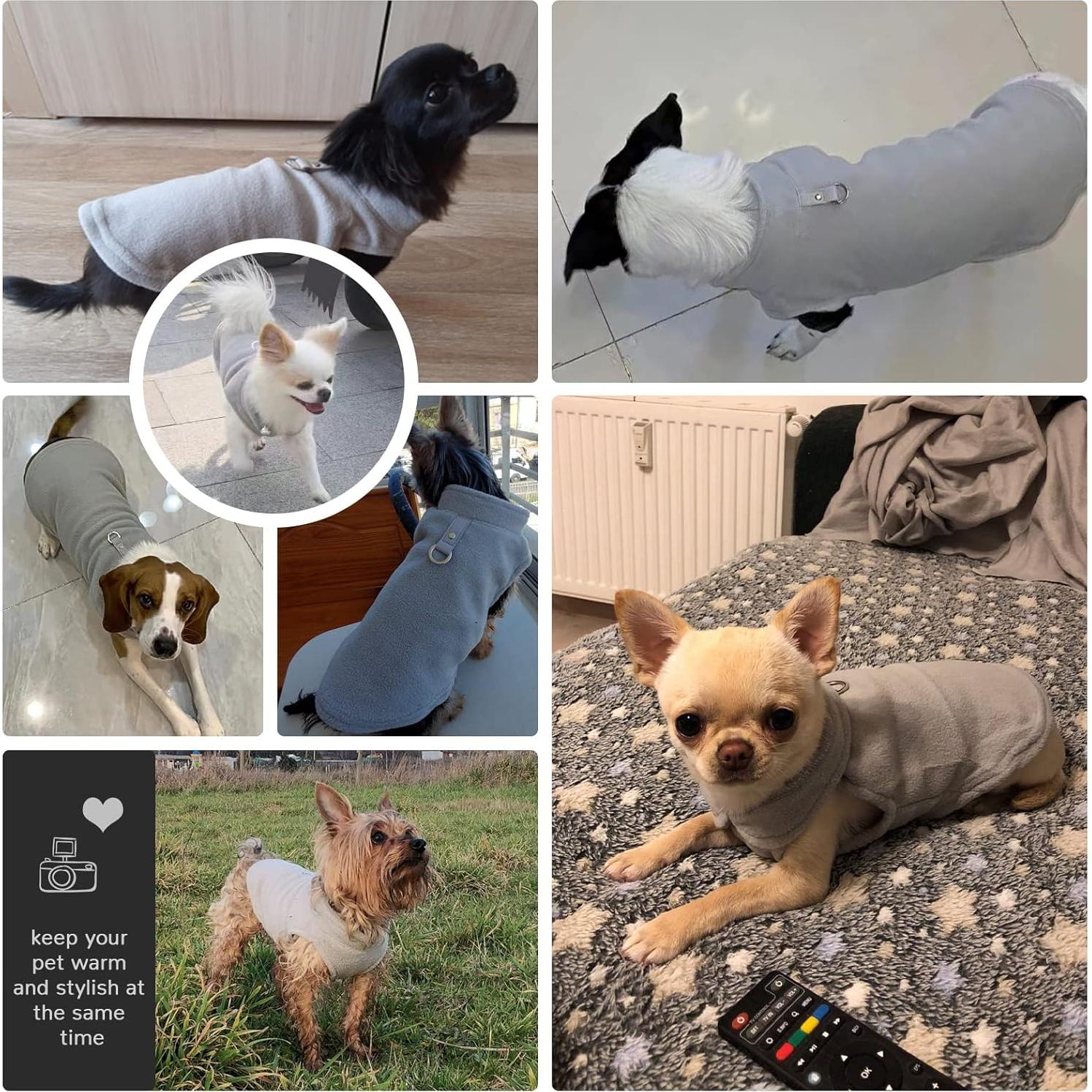 Suéter para Perros Pequeños PETCARE Chaleco Polar Gris