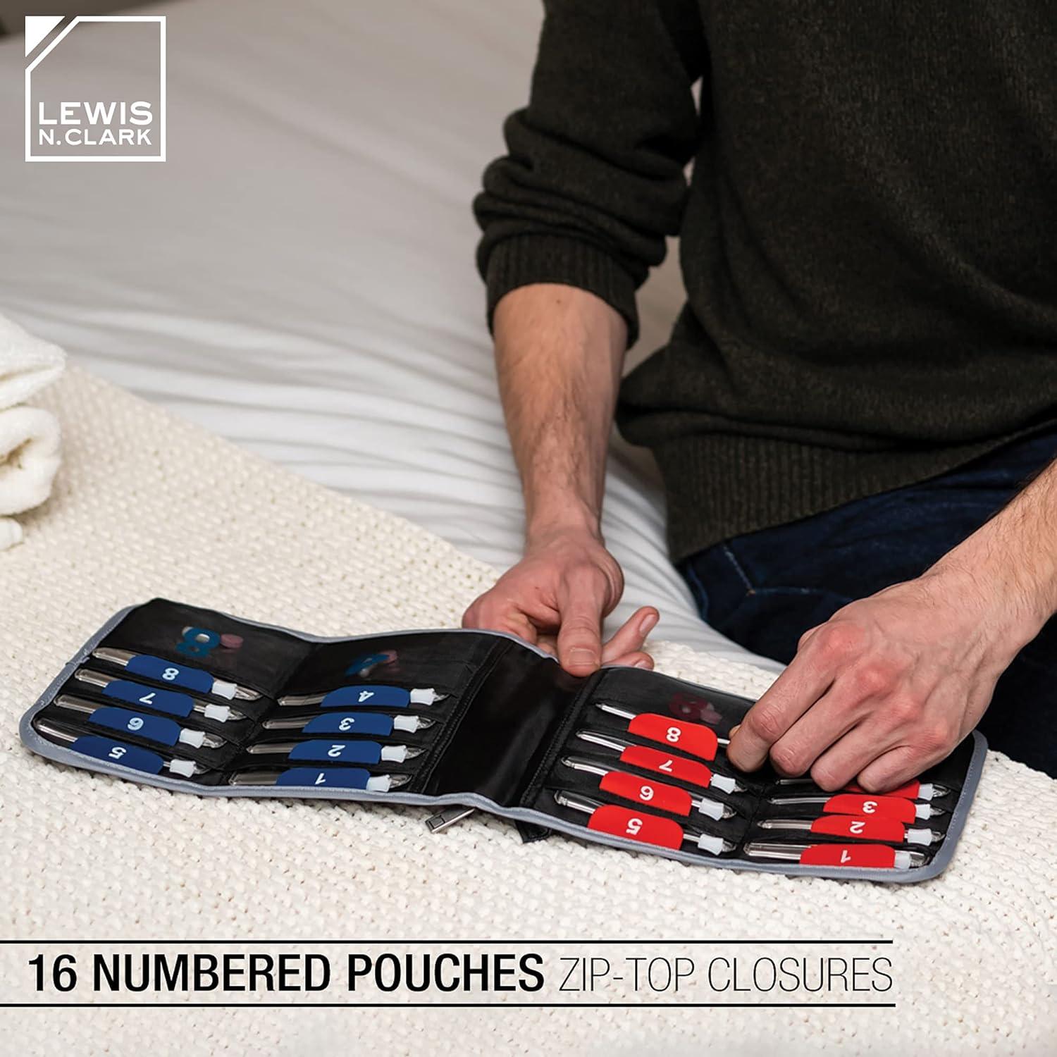 Organizador de Pastillas de Viaje Lewis N. Clark - 16 Compartimentos Negro