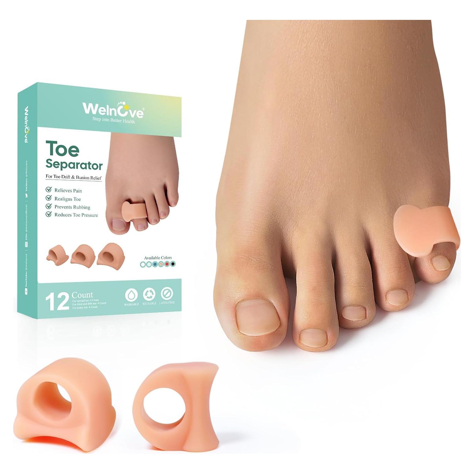 Separador de Dedos Welnove Pequeño Beige - Paquete de 12