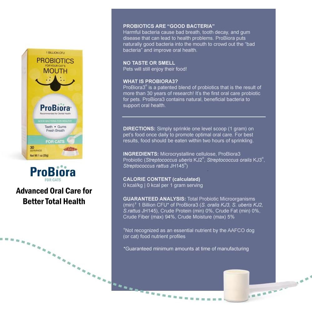 ProBiora para Gatos | Suplemento Probiótico Oral | 30 Porciones
