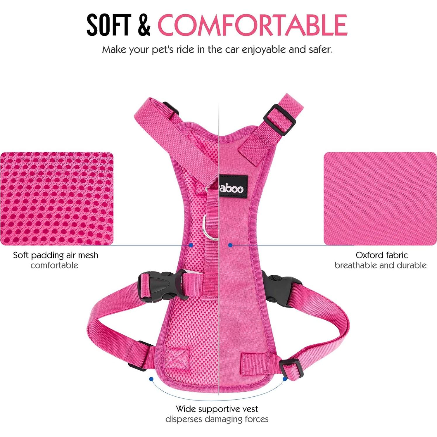 Arnés de Seguridad Pawaboo para Perros y Gatos, Grande, Rojo