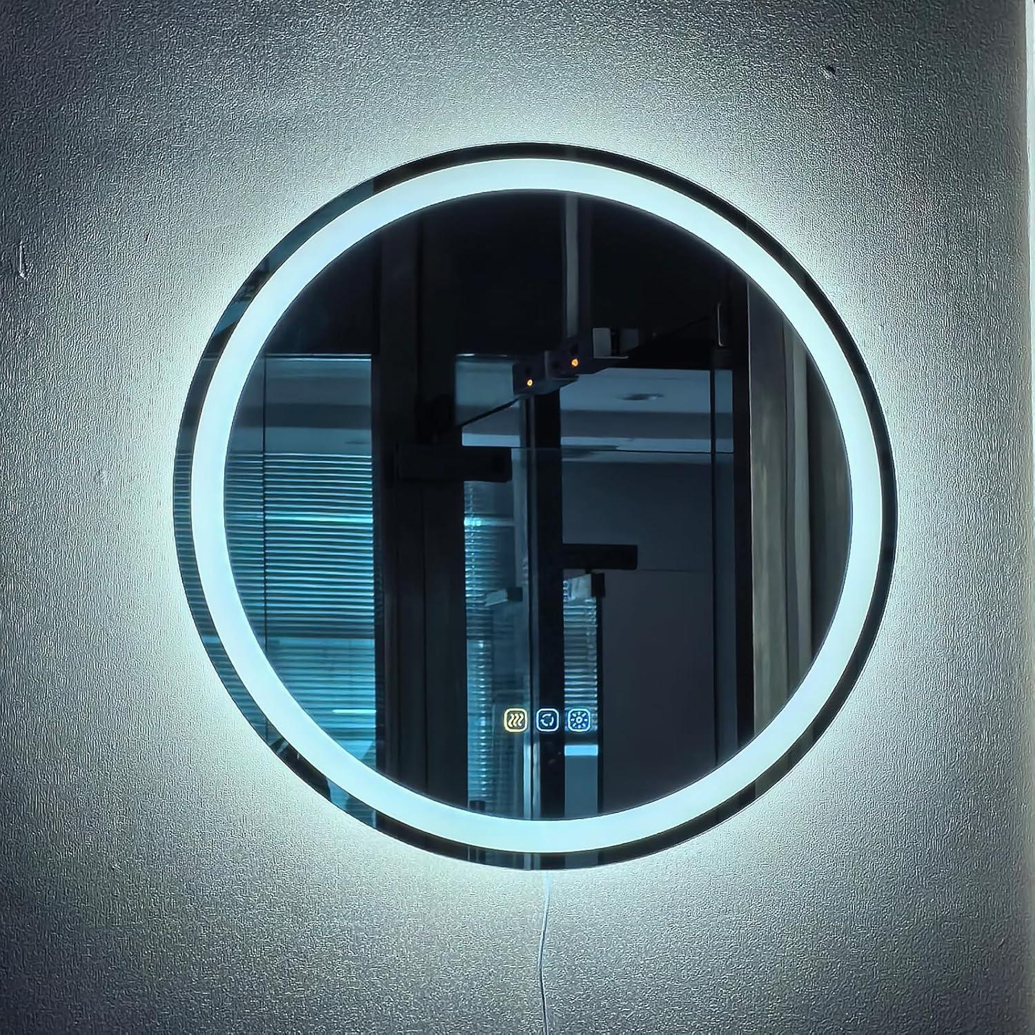 Espejo de baño LED redondo Yeeopp 60 cm con control táctil