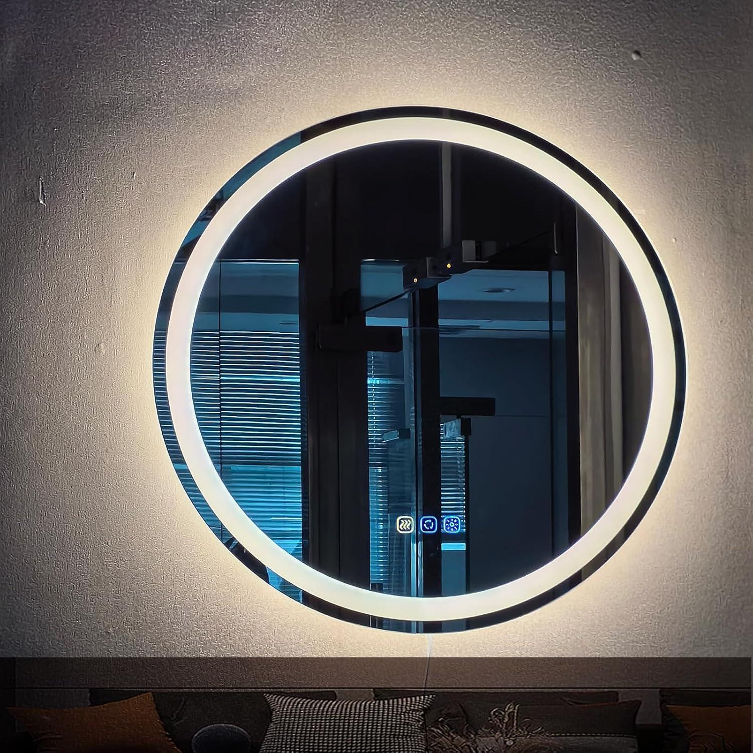 Espejo de baño LED redondo Yeeopp 60 cm con control táctil