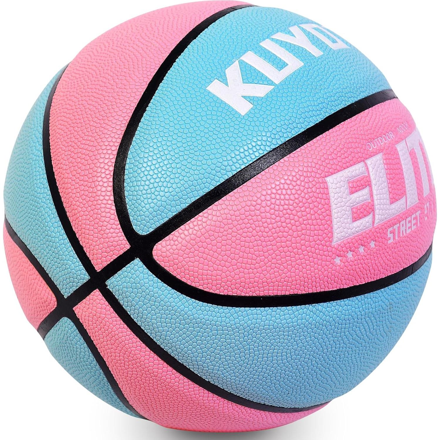 Balón de Baloncesto KUYOTQ Talla 5 Rosa Azul con Bomba