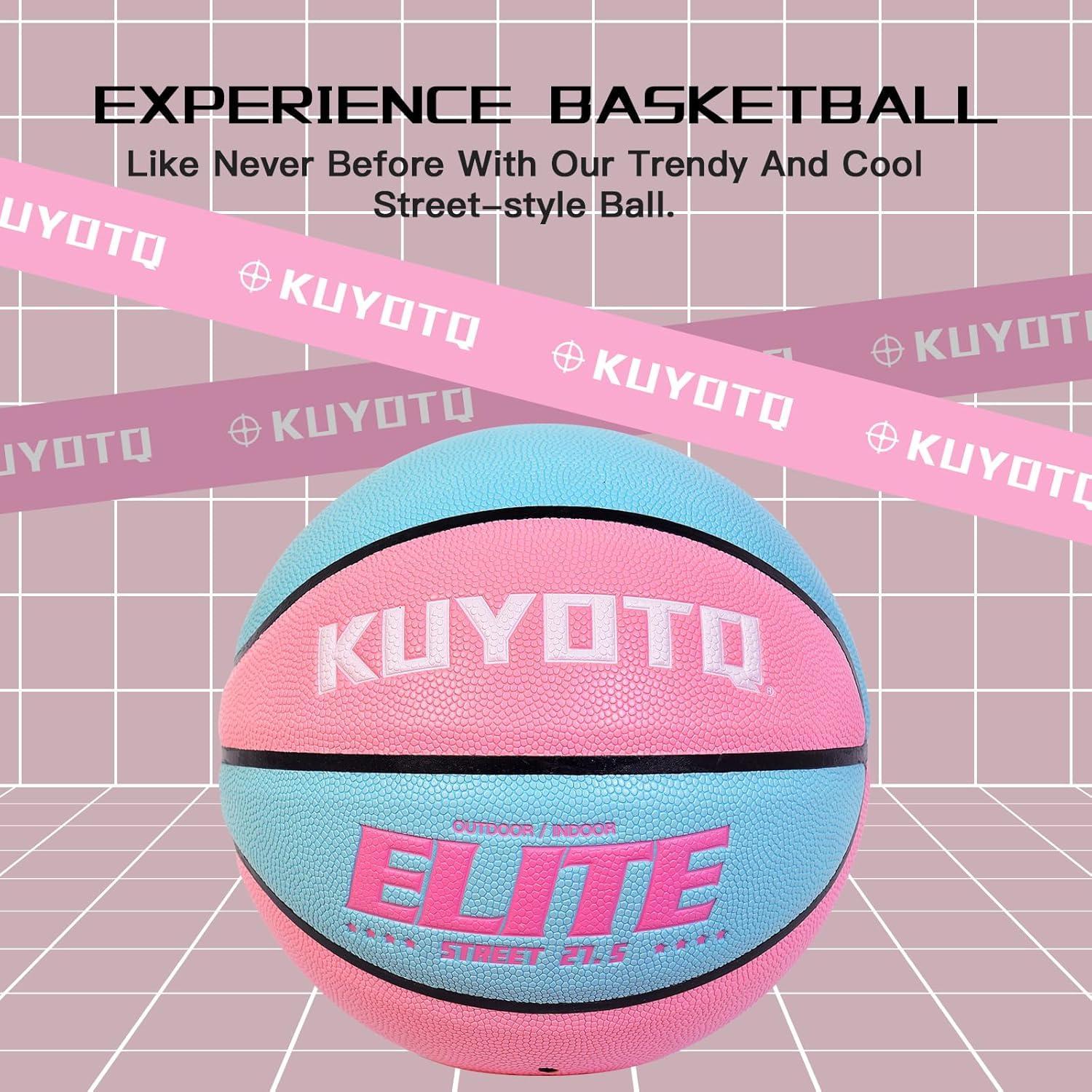 Balón de Baloncesto KUYOTQ Talla 5 Rosa Azul con Bomba