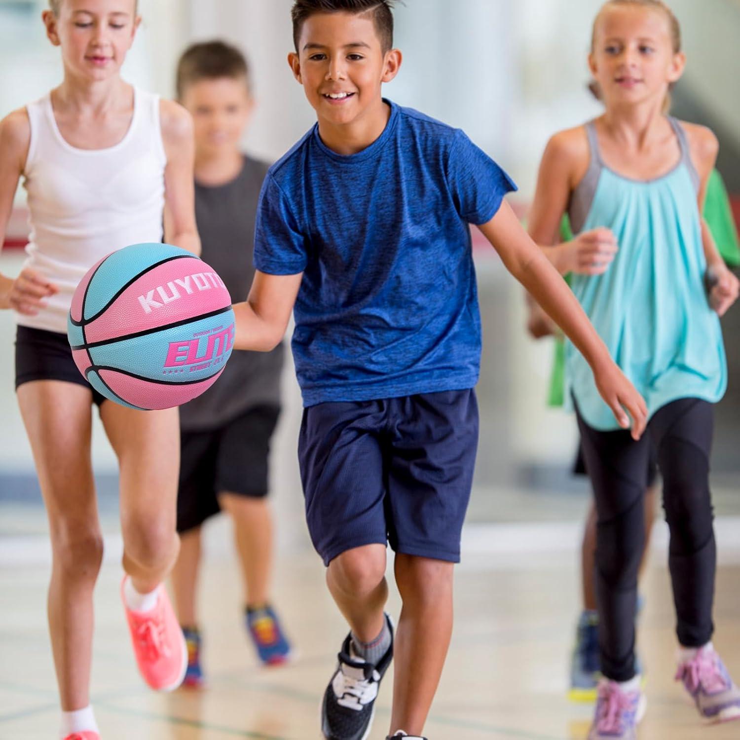 Balón de Baloncesto KUYOTQ Talla 5 Rosa Azul con Bomba