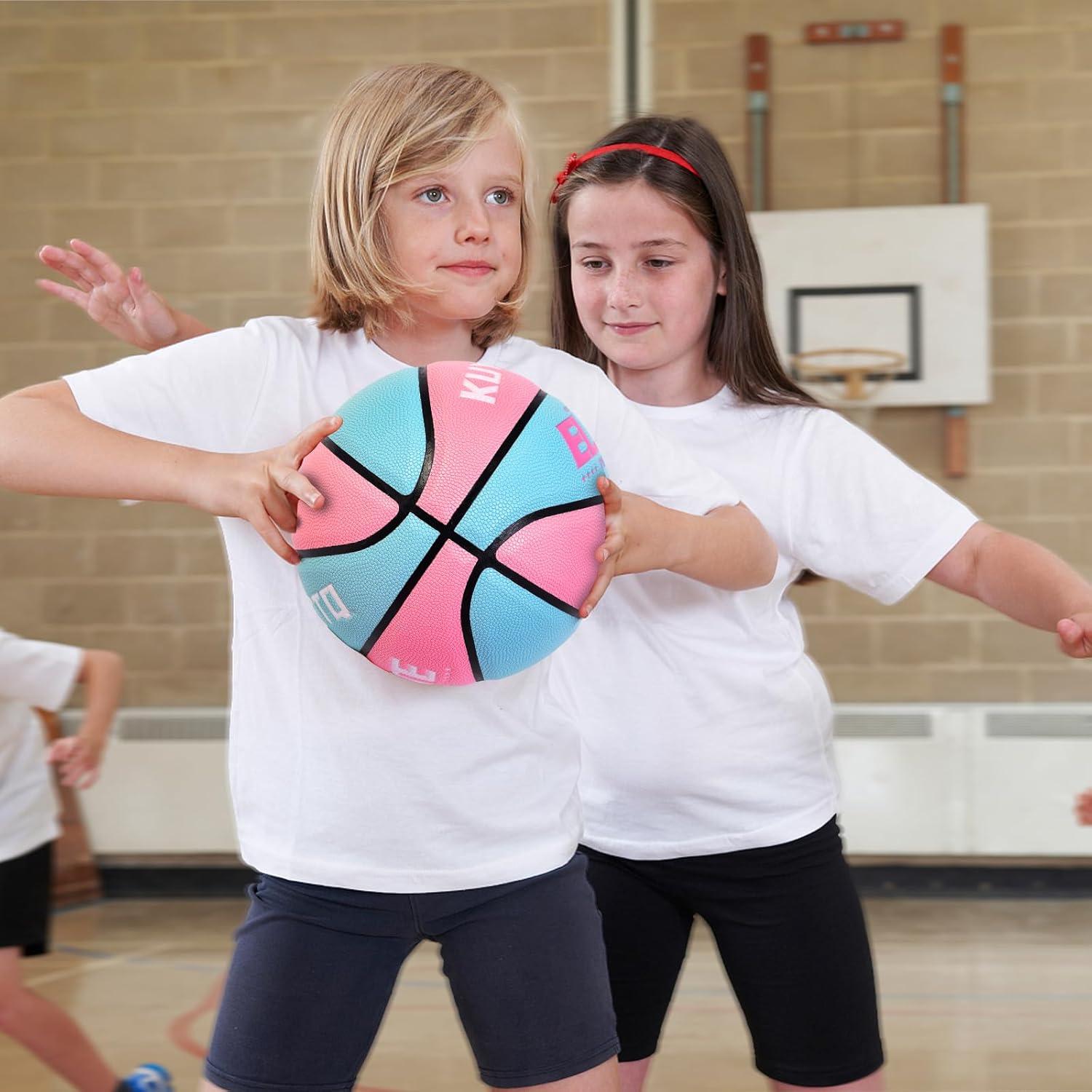 Balón de Baloncesto KUYOTQ Talla 5 Rosa Azul con Bomba