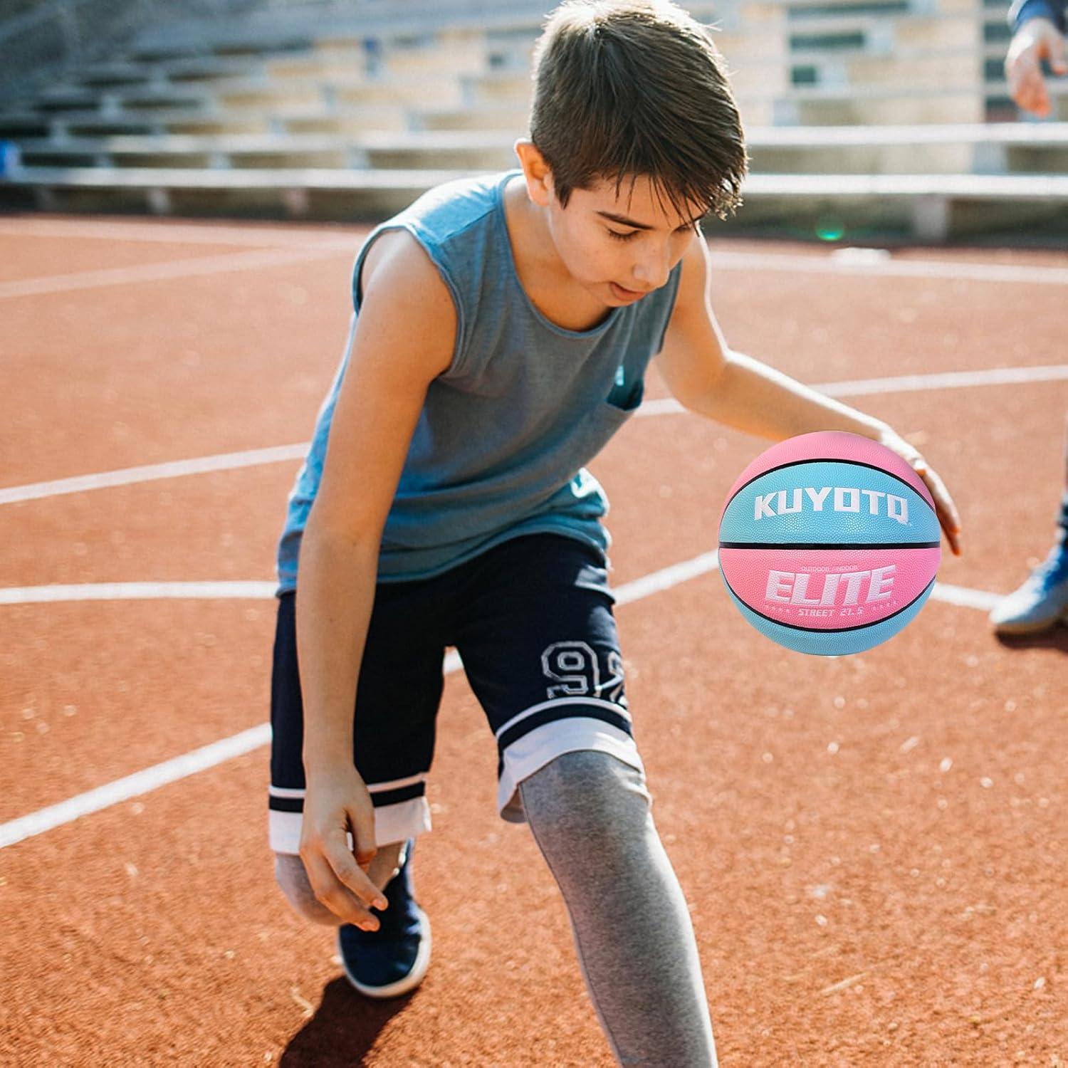 Balón de Baloncesto KUYOTQ Talla 5 Rosa Azul con Bomba
