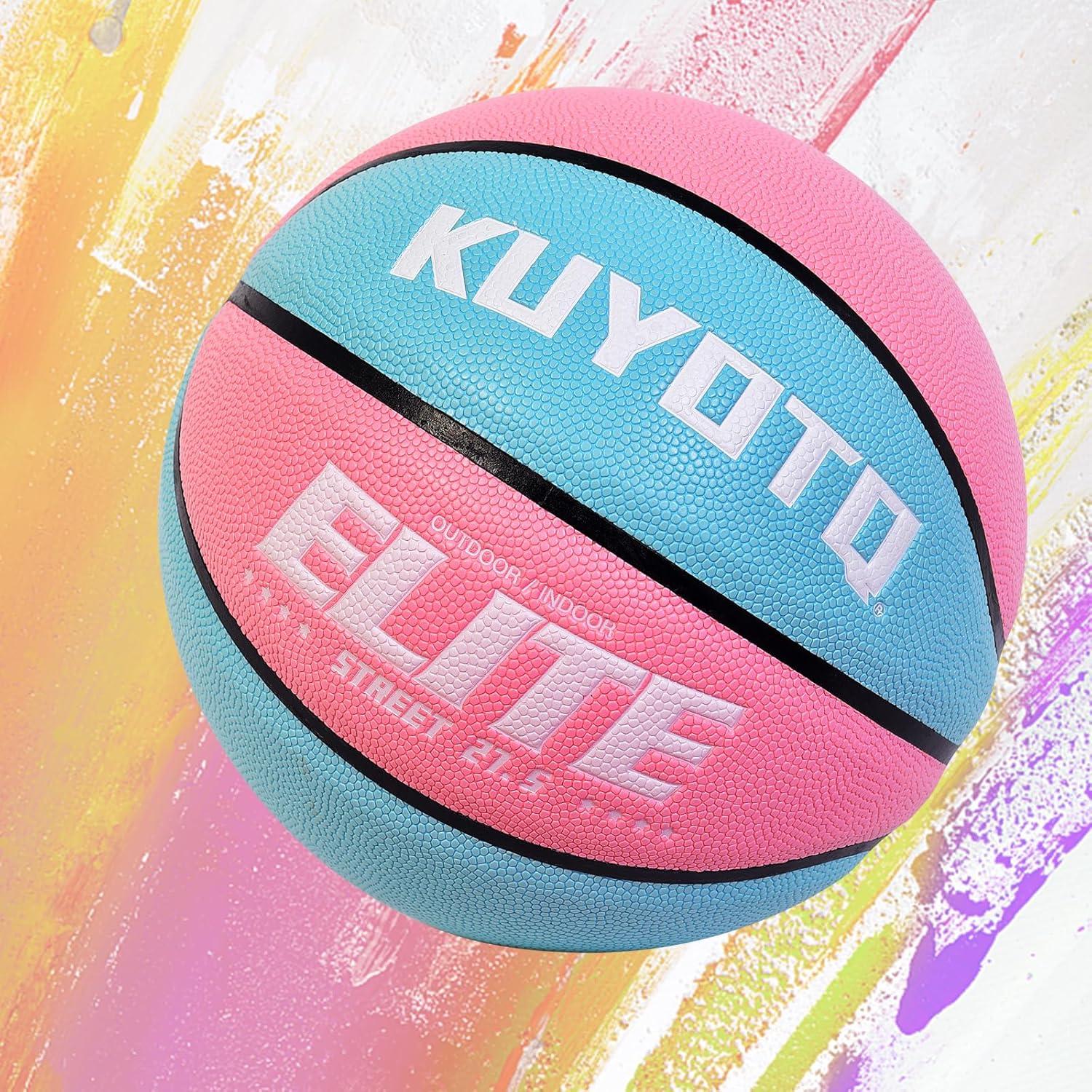 Balón de Baloncesto KUYOTQ Talla 5 Rosa Azul con Bomba
