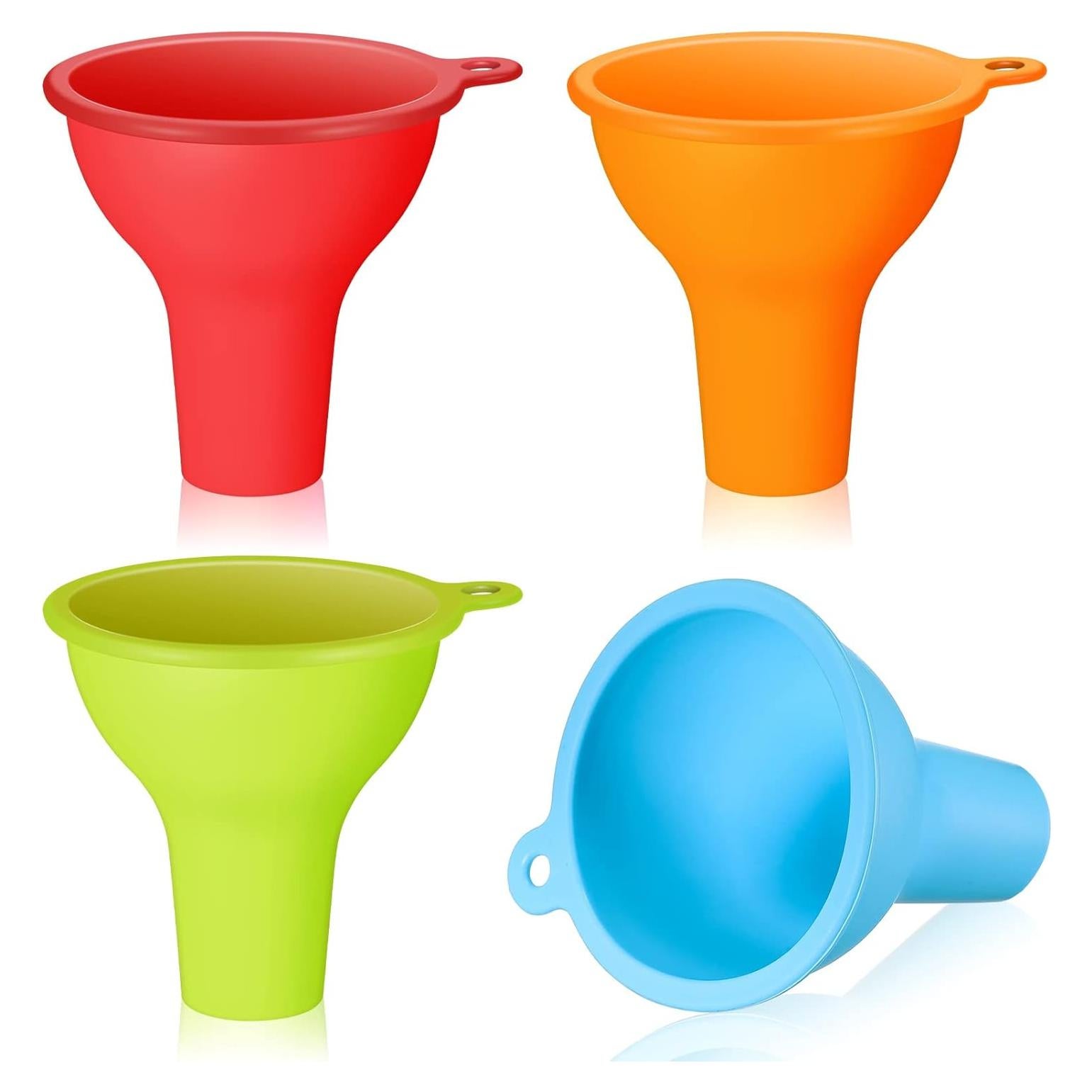Set de 4 Embudos de Silicona Flexibles para Cocina 8 cm