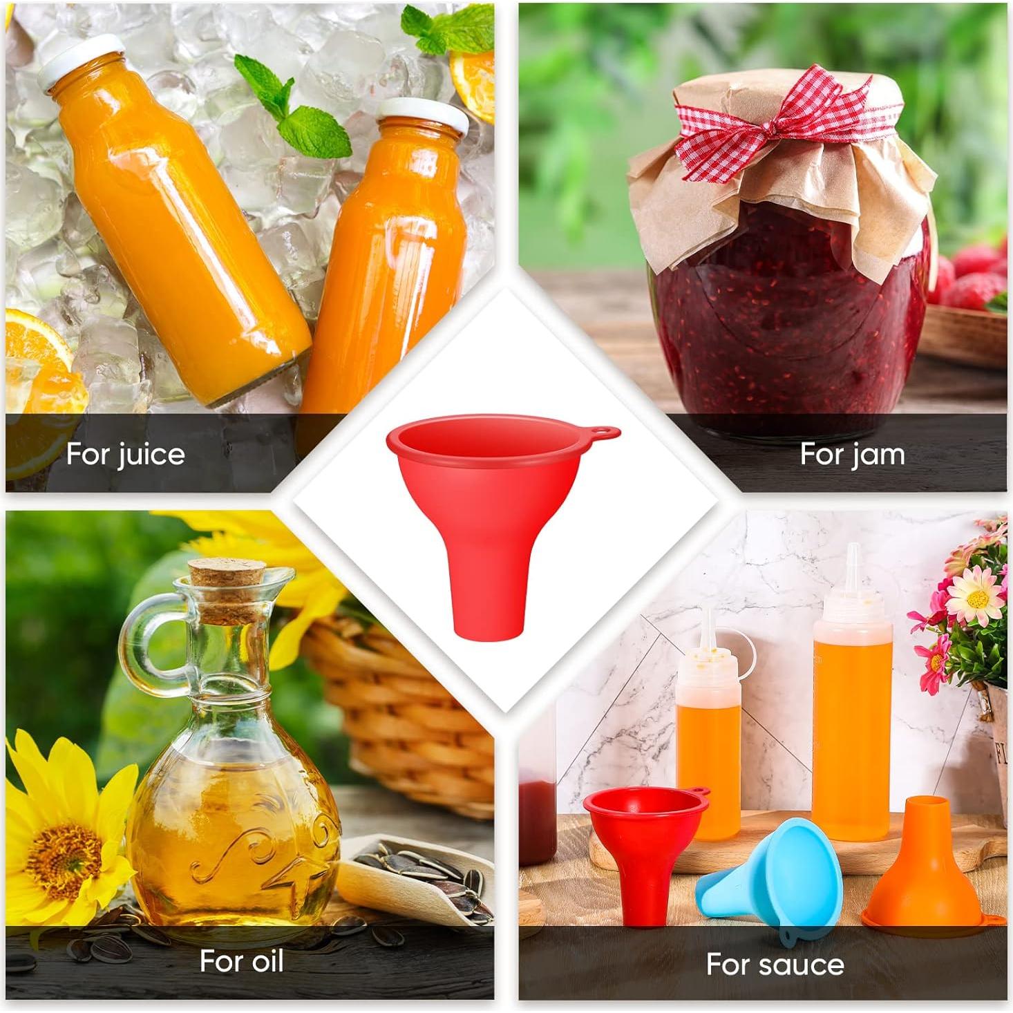 Set de 4 Embudos de Silicona Flexibles para Cocina 8 cm