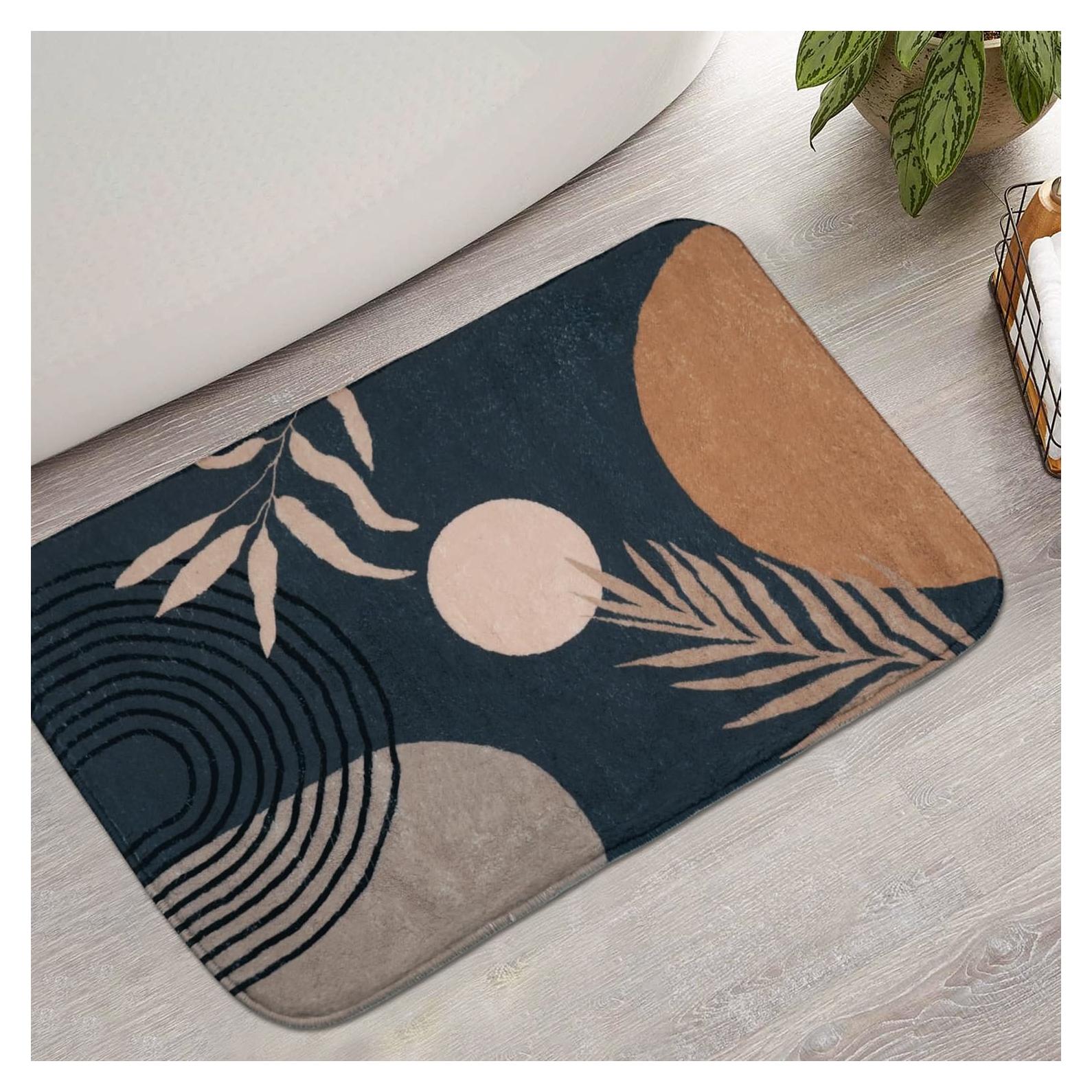 Alfombra de baño antideslizante Boho negra 46x69 cm Microfibra