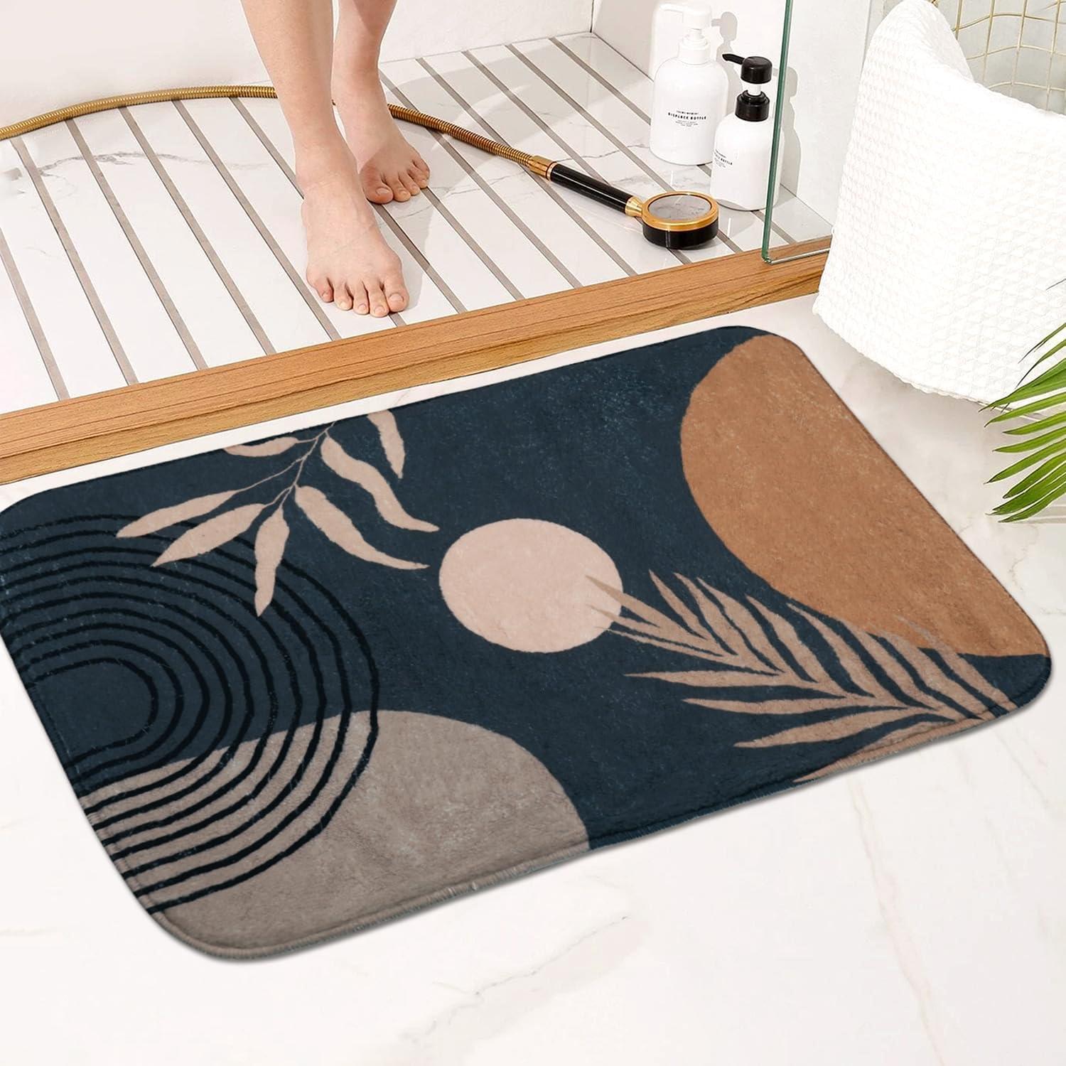 Alfombra de baño antideslizante Boho negra 46x69 cm Microfibra