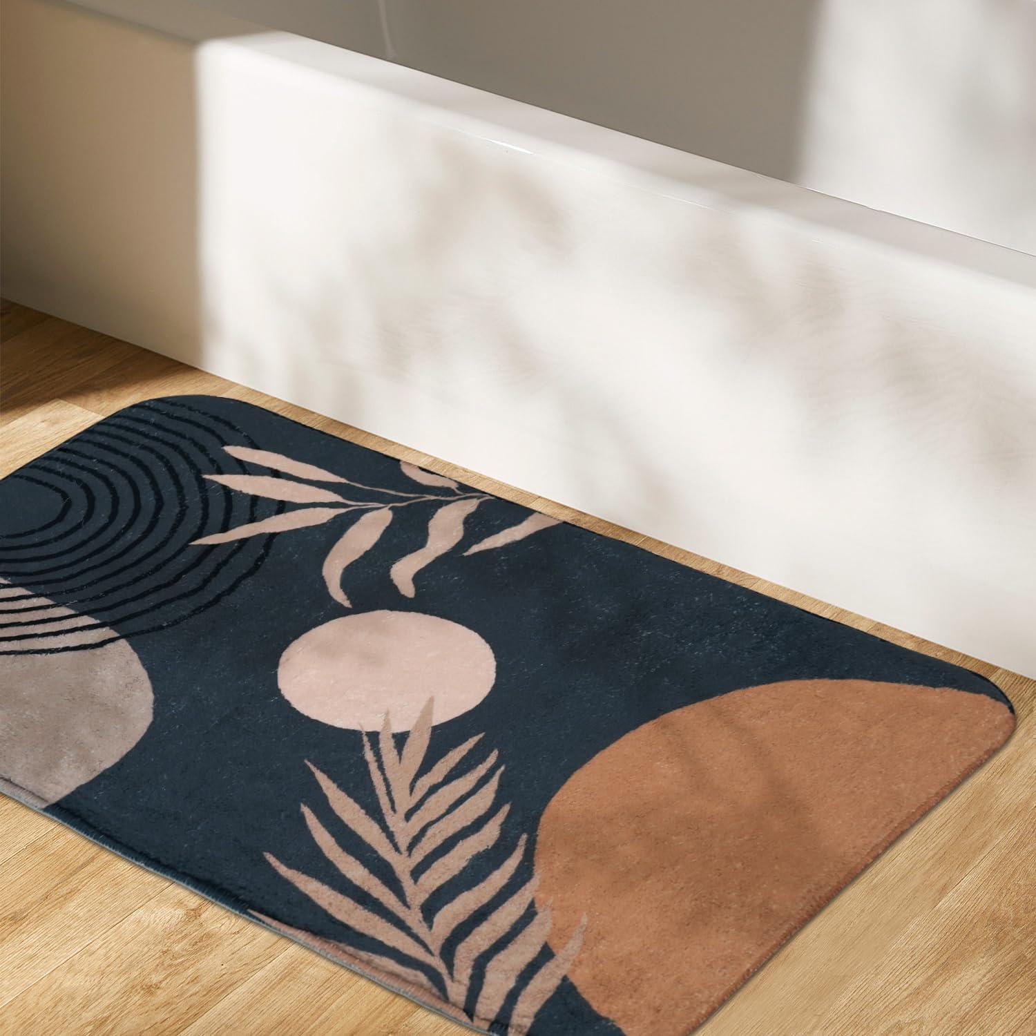 Alfombra de baño antideslizante Boho negra 46x69 cm Microfibra