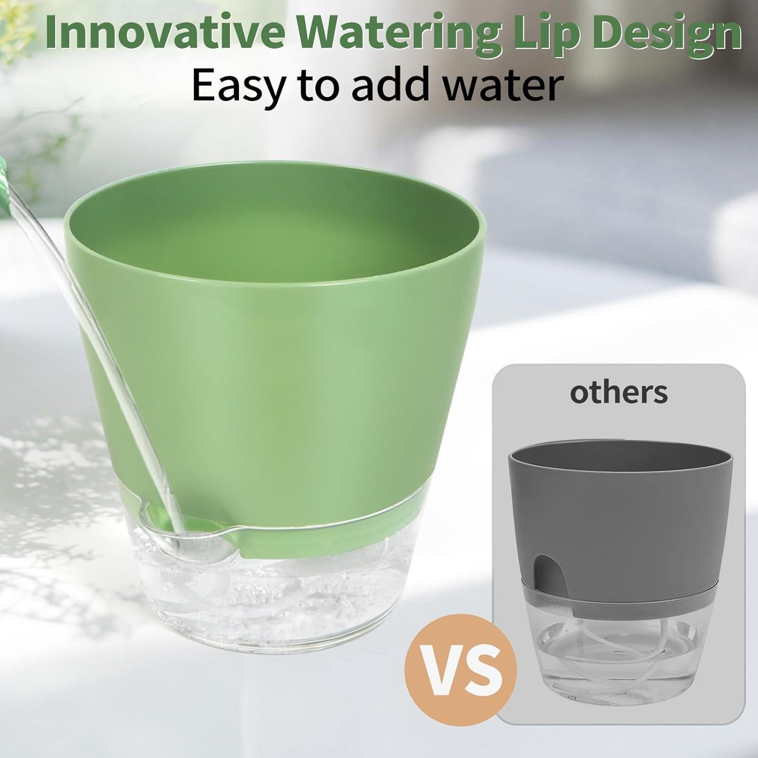 4 Macetas Autorriego Lokeisna 15 cm con Drenaje y Plato