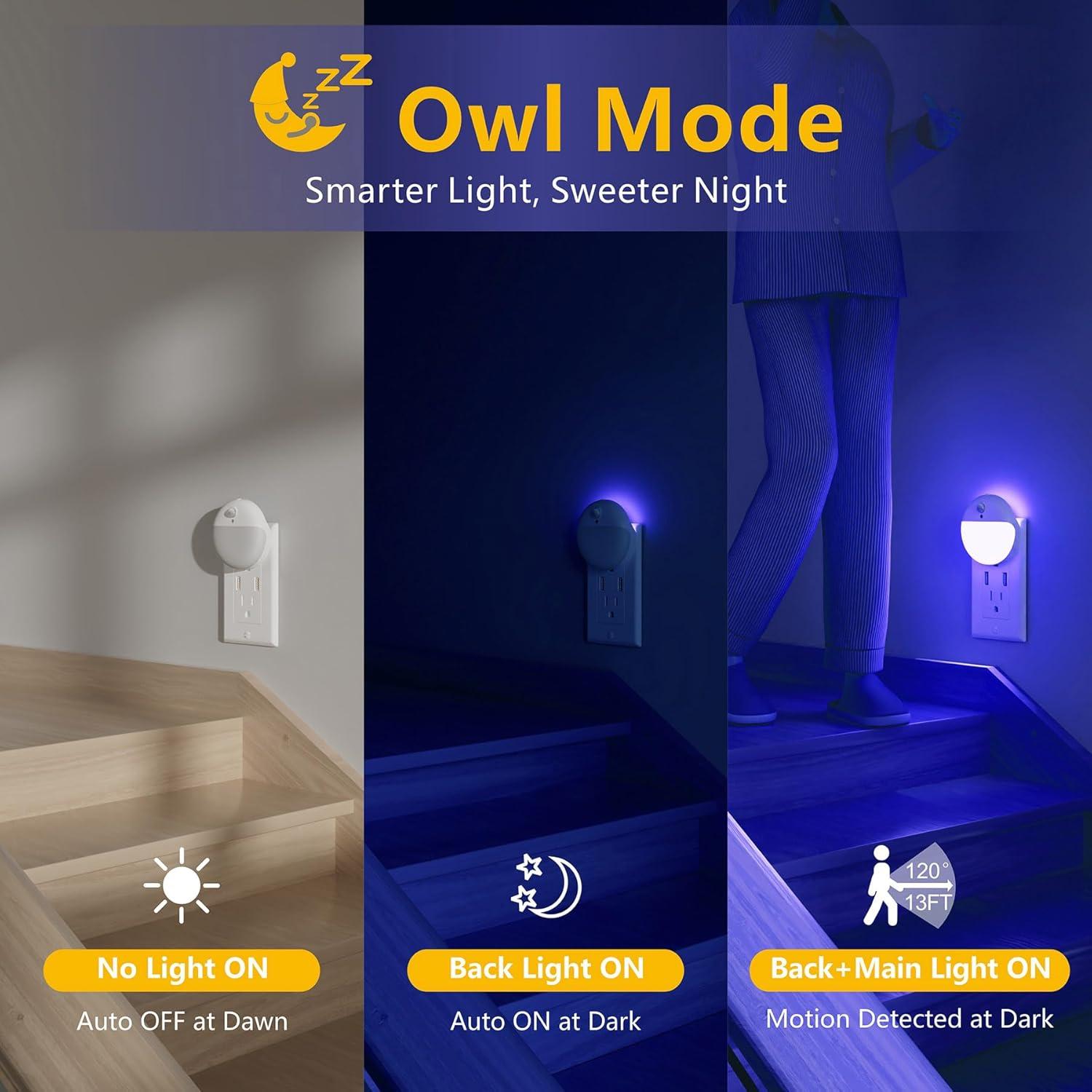 Luz Nocturna Enchufable YUNLEX LED Azul 3 Modos Sensor Movimiento