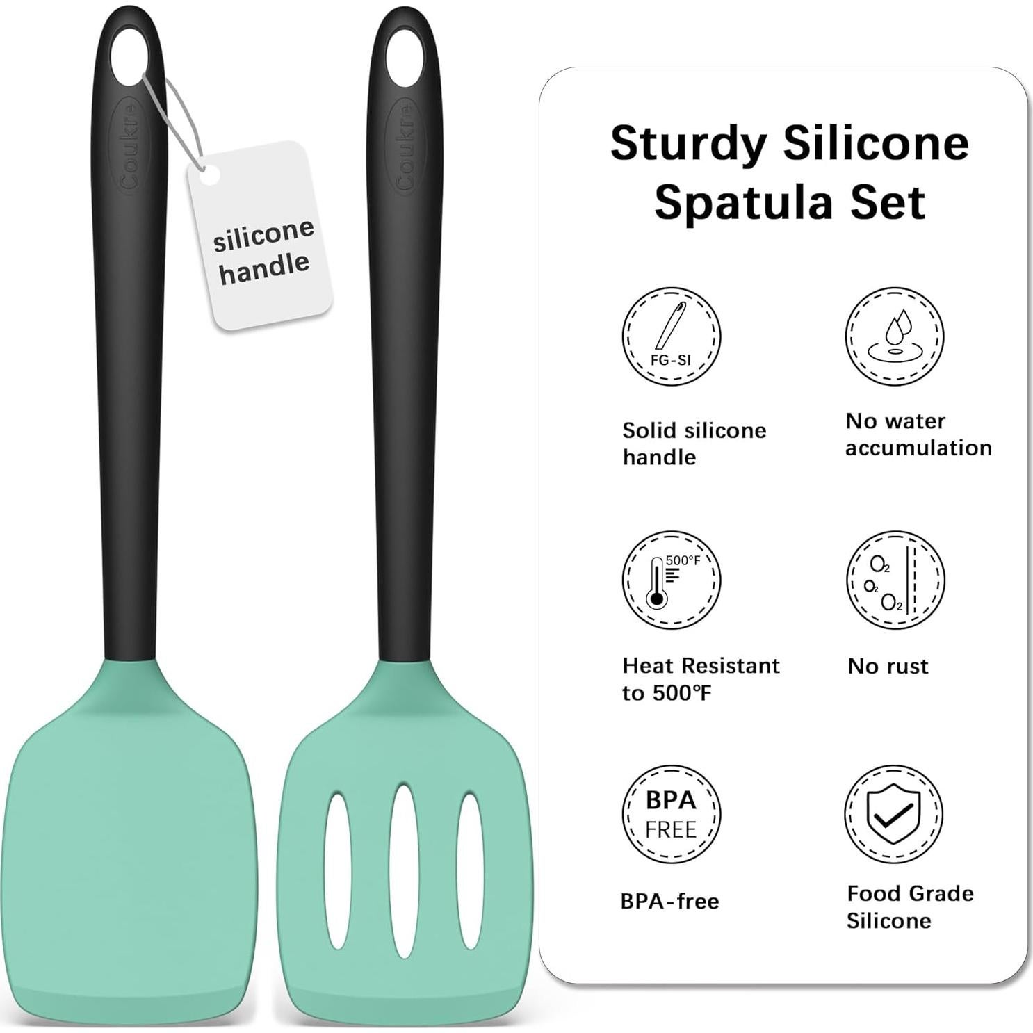 Conjunto de Espátulas de Silicona Coukre 2 Piezas Verde Aqua