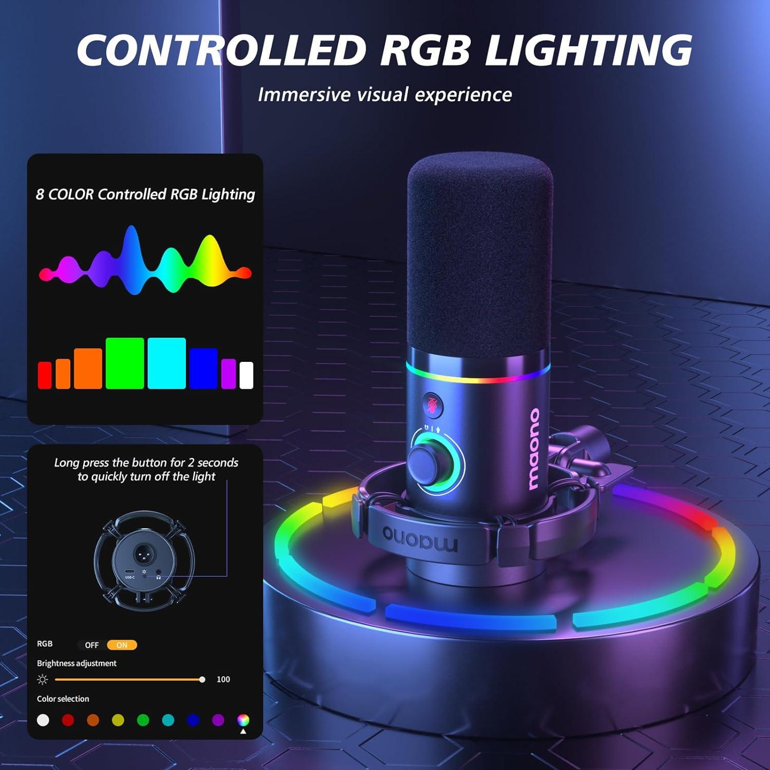 Micrófono Dinámico MAONO PD200XS USB/XLR con RGB