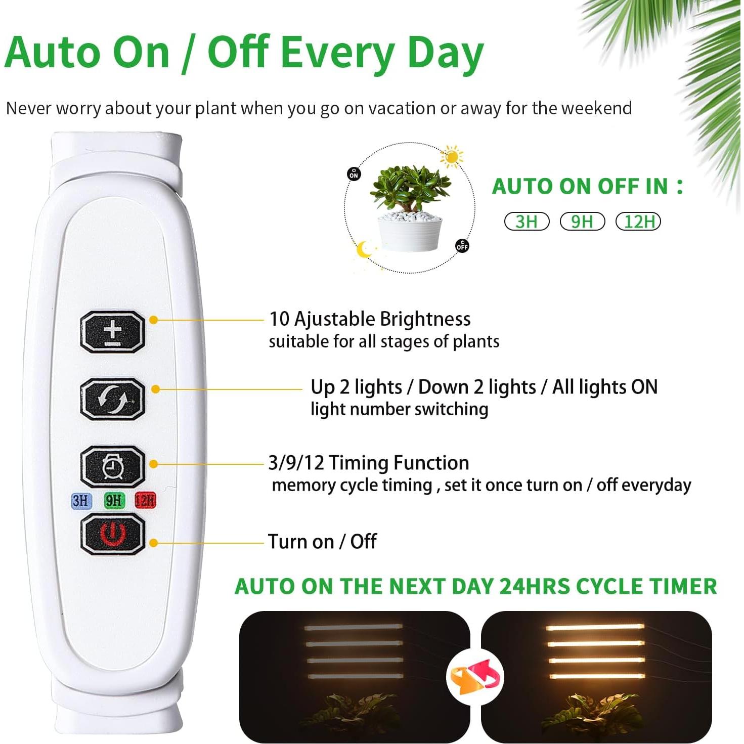 Lámpara de Crecimiento LED RWNTAO 3000K 4 Tiras Regulables