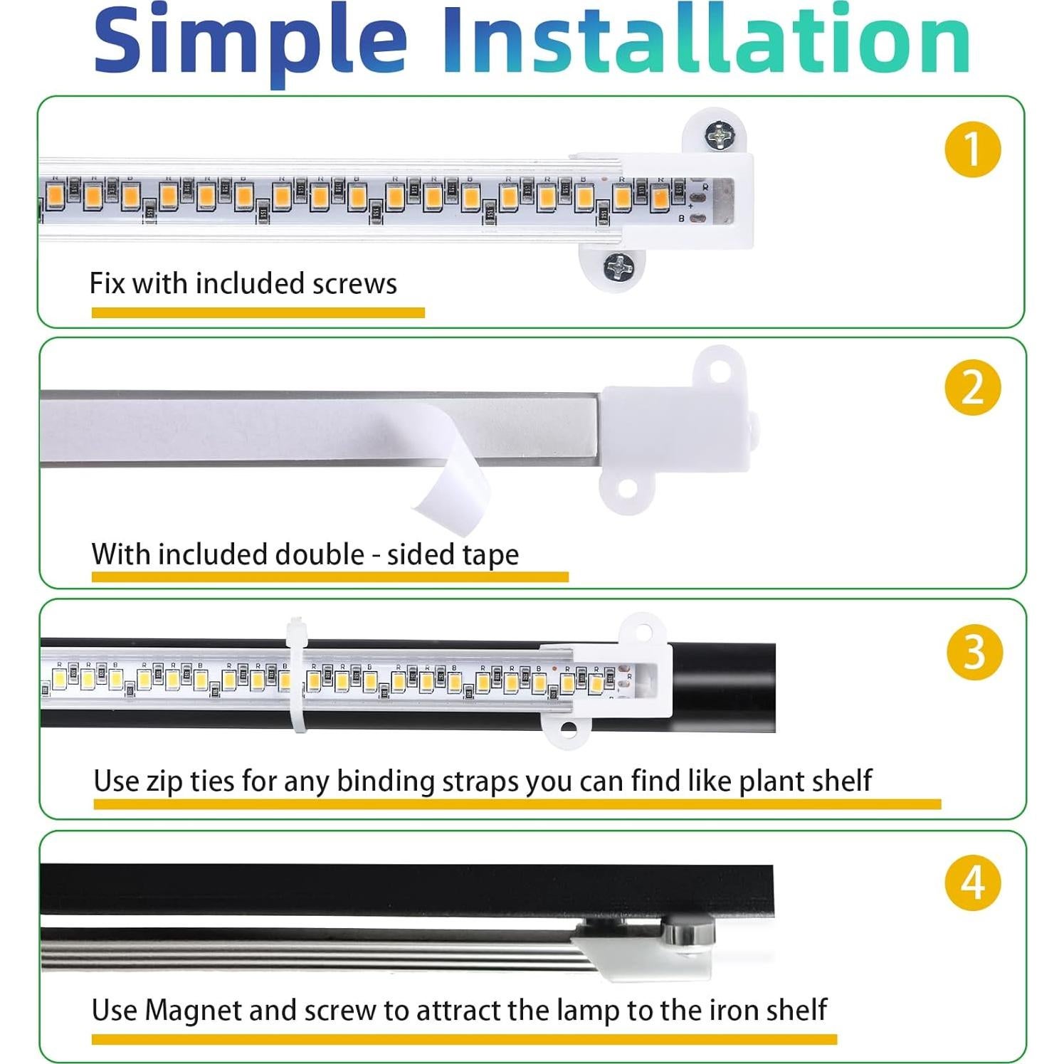 Lámpara de Crecimiento LED RWNTAO 3000K 4 Tiras Regulables
