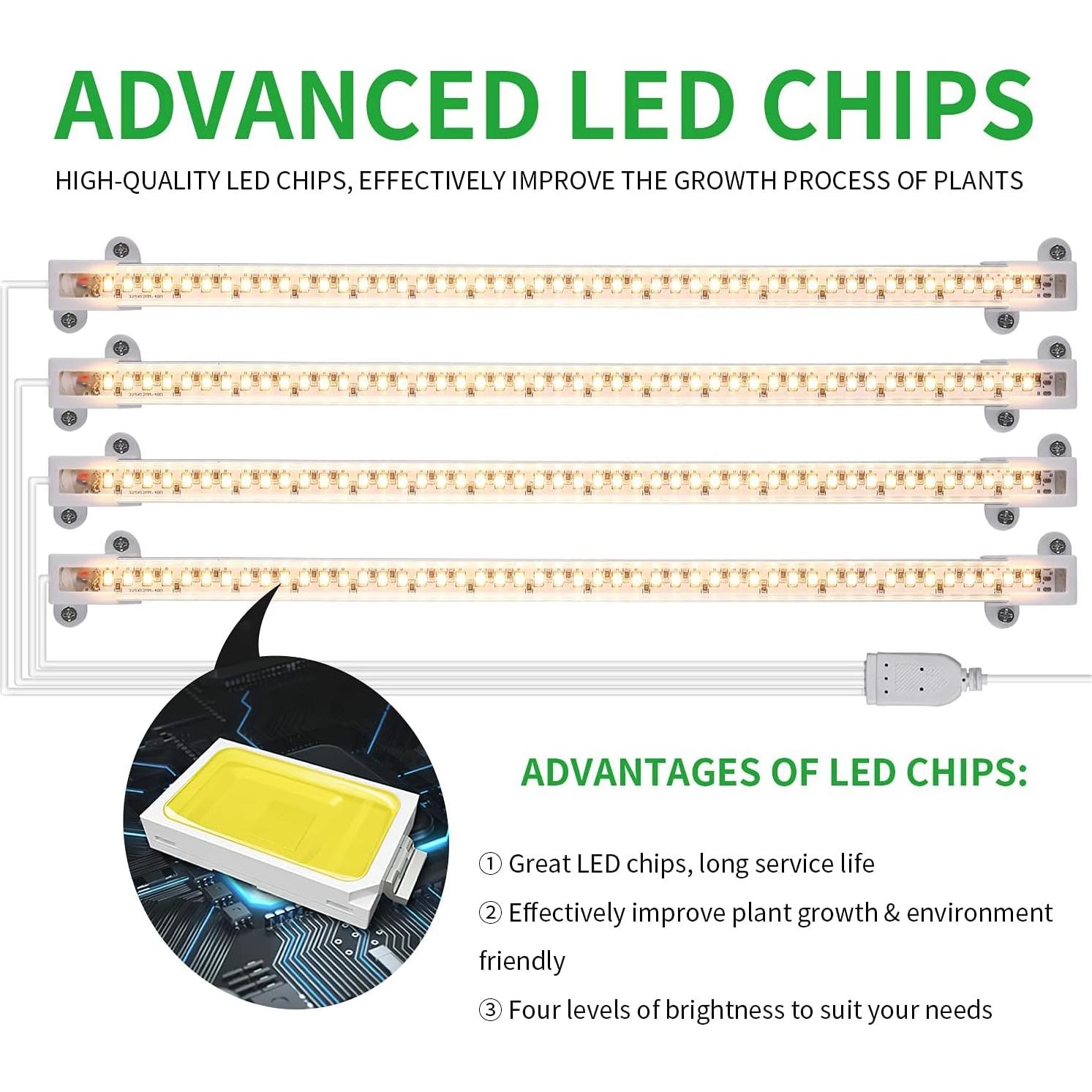 Lámpara de Crecimiento LED RWNTAO 3000K 4 Tiras Regulables