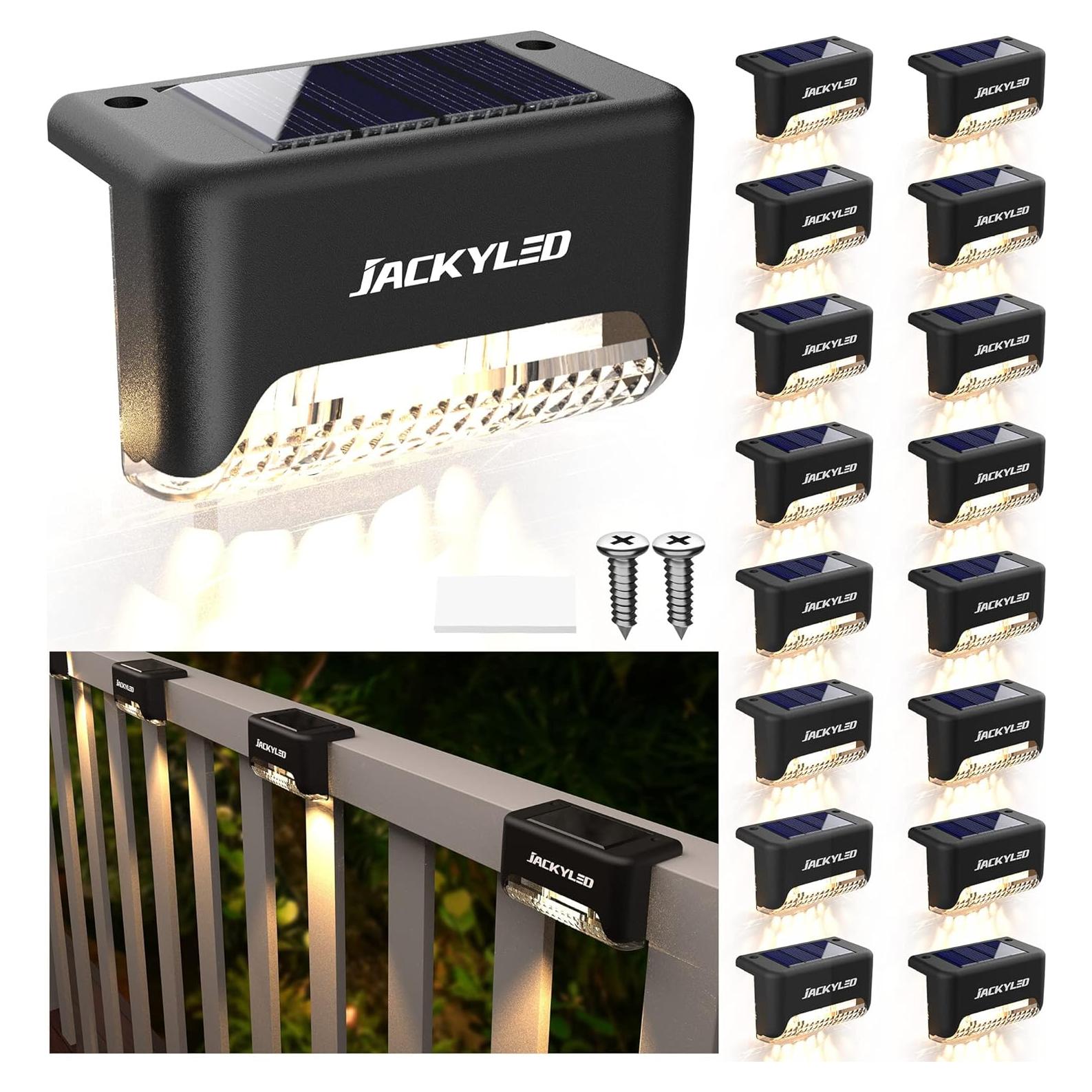 JACKYLED 16 Luces de Escalera LED Solares Impermeables
